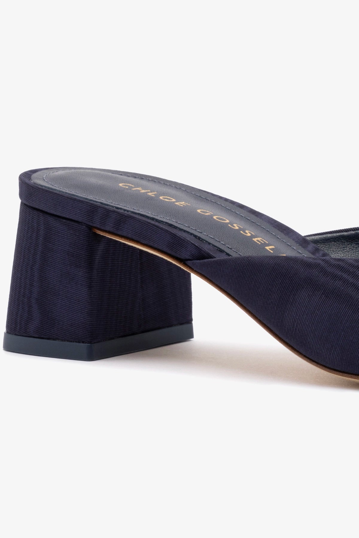 Chloe Gosselin by Larroudé Anah Mule - Navy Blue Fabric Slides for Women | Comfortable Summer Shoes for Beach, Pool & Casual Outings