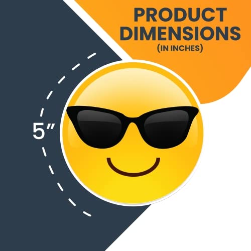 5 Inch Round Emoji Sunglasses Magnet Decal - Cute Self-Expression Car Decorative Magnet for Truck, SUV & Metal Surfaces - Express Your Personality - Perfect for Fridge, Locker & Office Decor