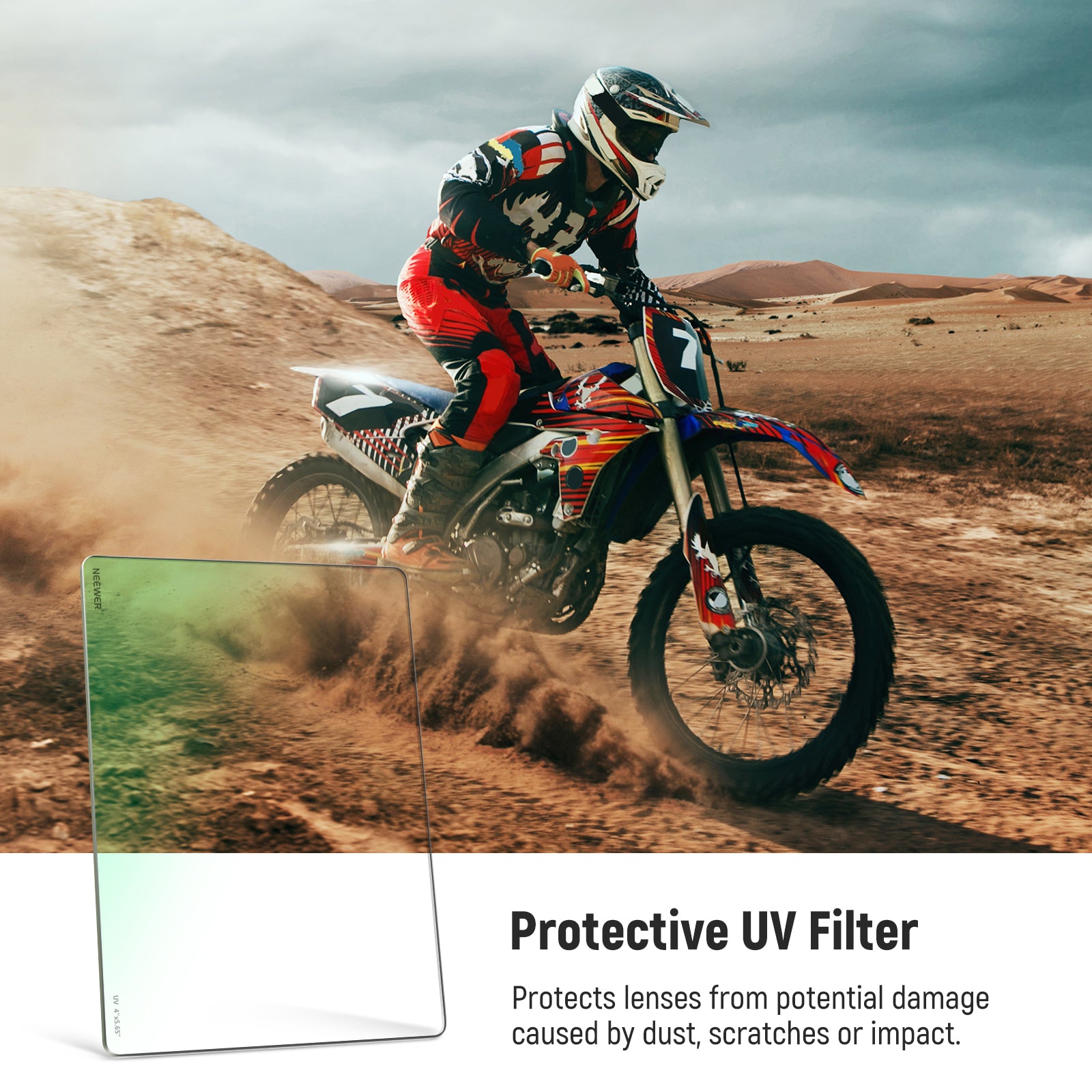 NEEWER 4x5.65 Inch Square UV Filter for DSLR Camera - Reduce Glare & Protect Lens for Photography & Videography