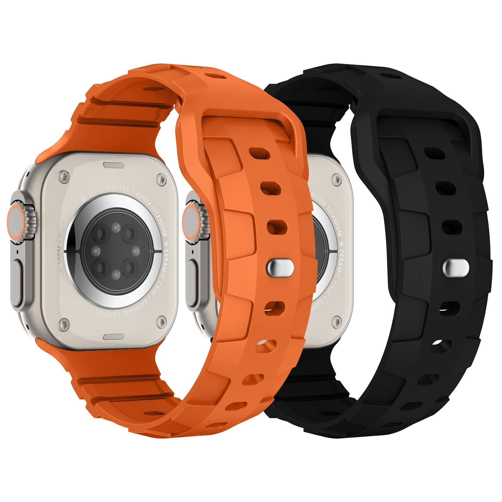 Premium Sport Bands for Apple Watch Ultra 2/Ultra - 49mm 45mm 44mm 42mm Waterproof Silicone Replacement Strap Compatible with iWatch Series 9/8/7/6/5/SE - Durable Fitness & Swimming Wristband for Men & Women