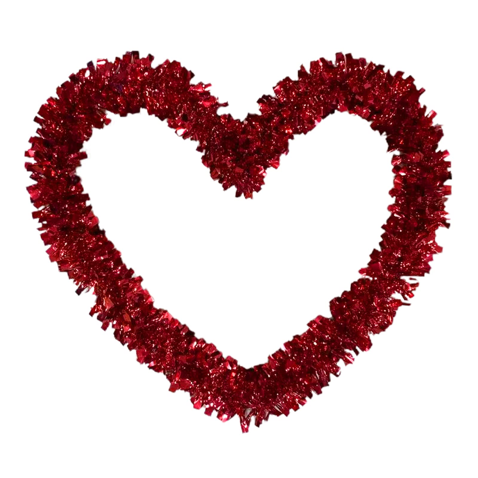 Valentine's Day Heart Wreath - Red Tinsel Heart Shaped Door Wreath Decor for Front Door, Wall, Wedding & Birthday Party - Indoor Outdoor Valentine Garland Decorations - Perfect for Home, Party & Holiday Decor