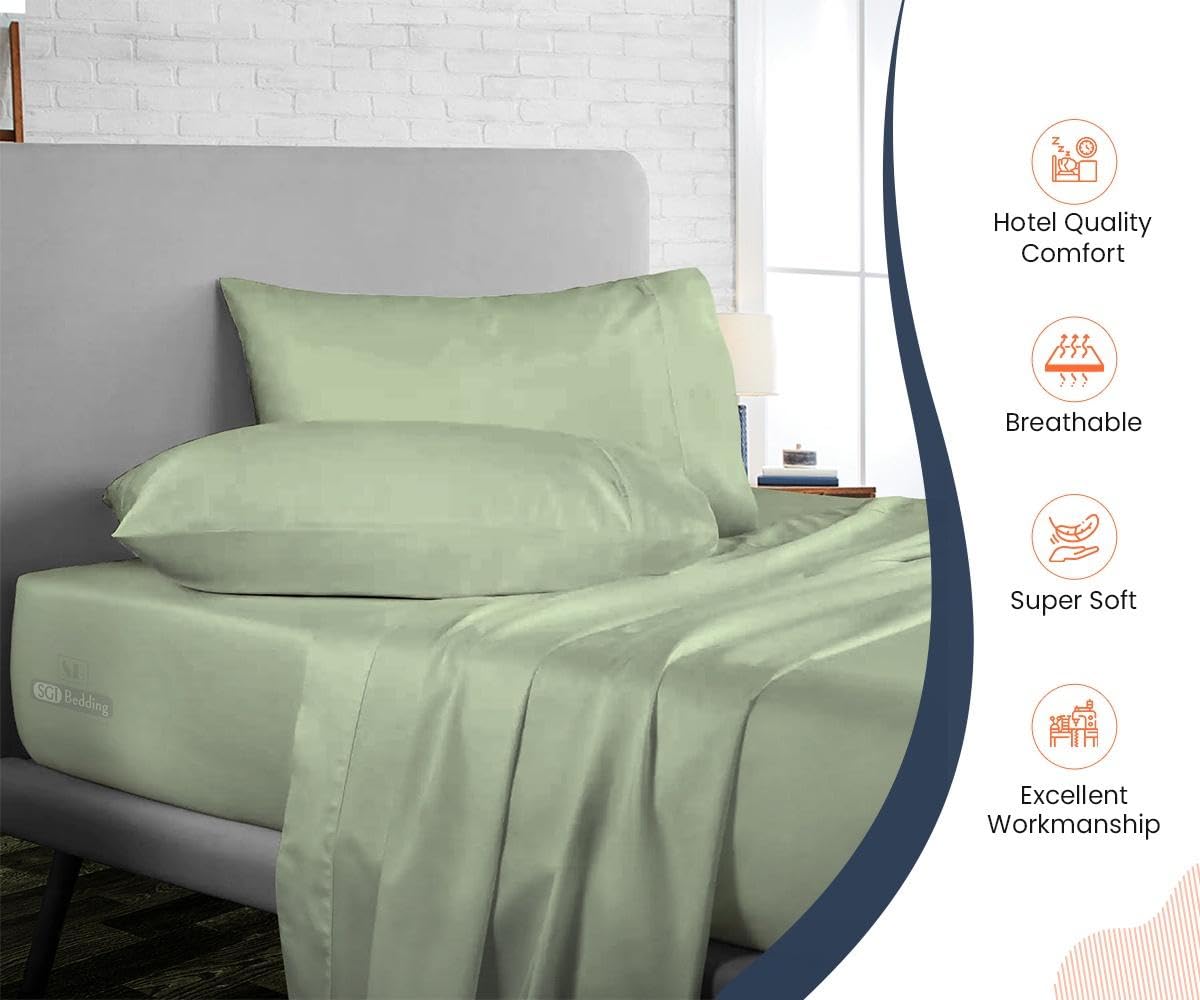 Premium 500 Thread Count 100% Egyptian Cotton Bed Sheet Set - Ultra Soft Luxury Hotel Quality 4-Piece (1 Fitted Sheet, 1 Flat Sheet, 2 Pillowcases) with 15