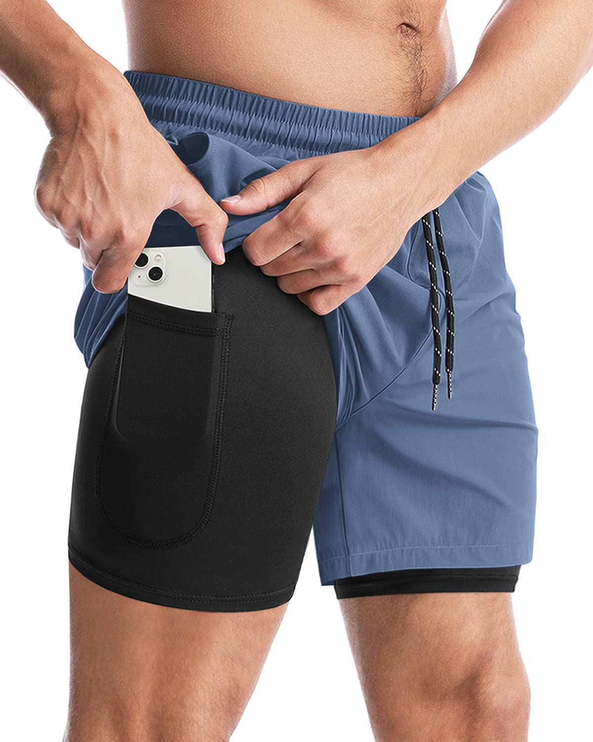 Aolesy Men's 2-in-1 Running Shorts - 5