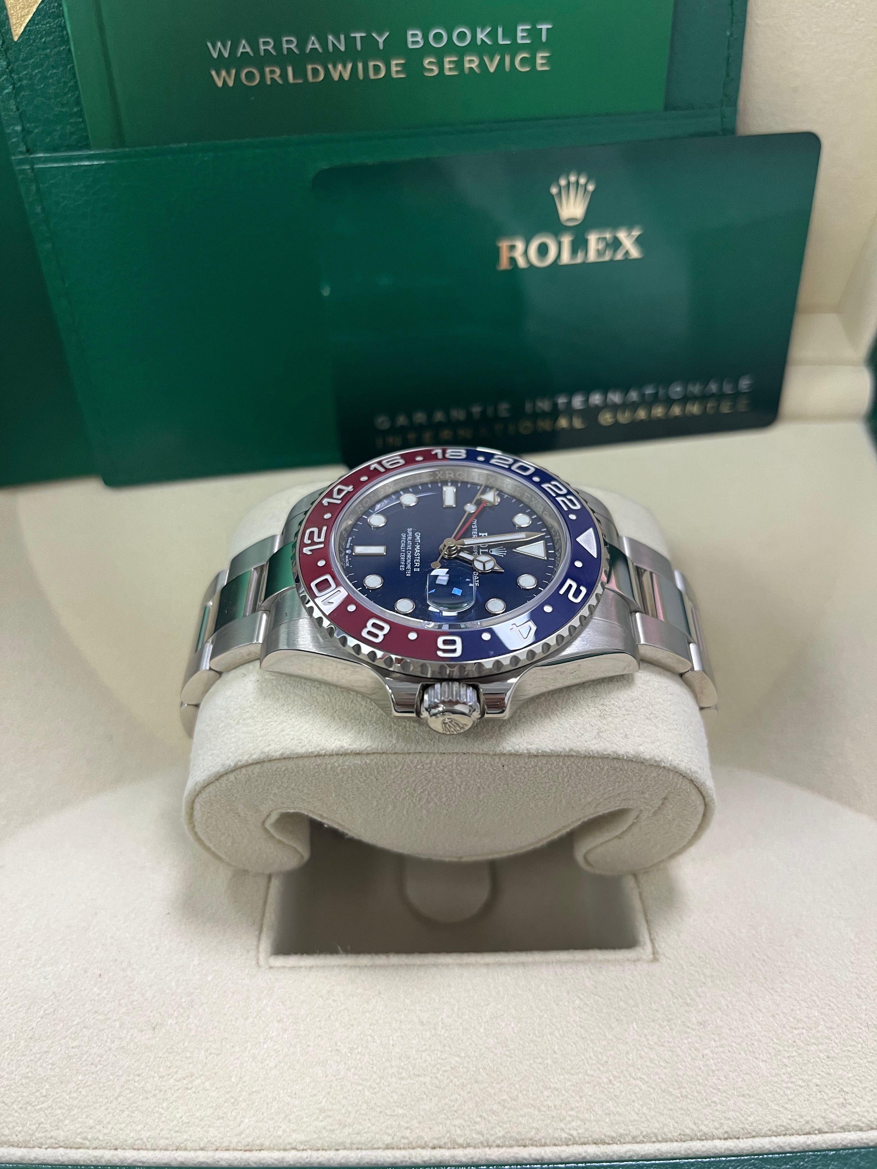 Rolex GMT Master II 40mm White Gold Pepsi Blue Dial Oyster Bracelet Ref#126719BLRO - Luxury Watch for Travel, Business & Collectors