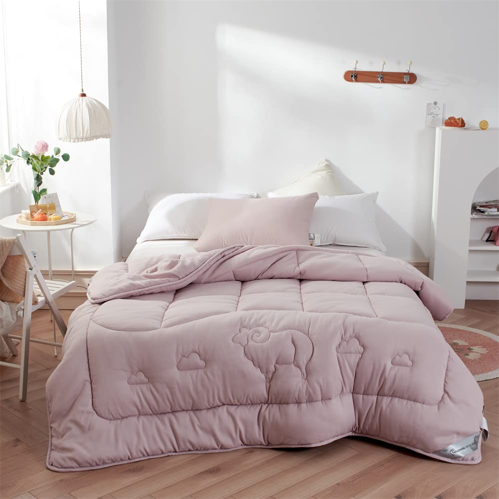 HS Jacquard 1000TC Pure Cotton Duvet Cover Set - Ultra Soft King Size Bedding Collection (87x94 inches) with Matching Purple Red Wool Comforter & White Pillowcases | Luxury Bedroom Decor for Master Suite, Guest Room & Hotel Style