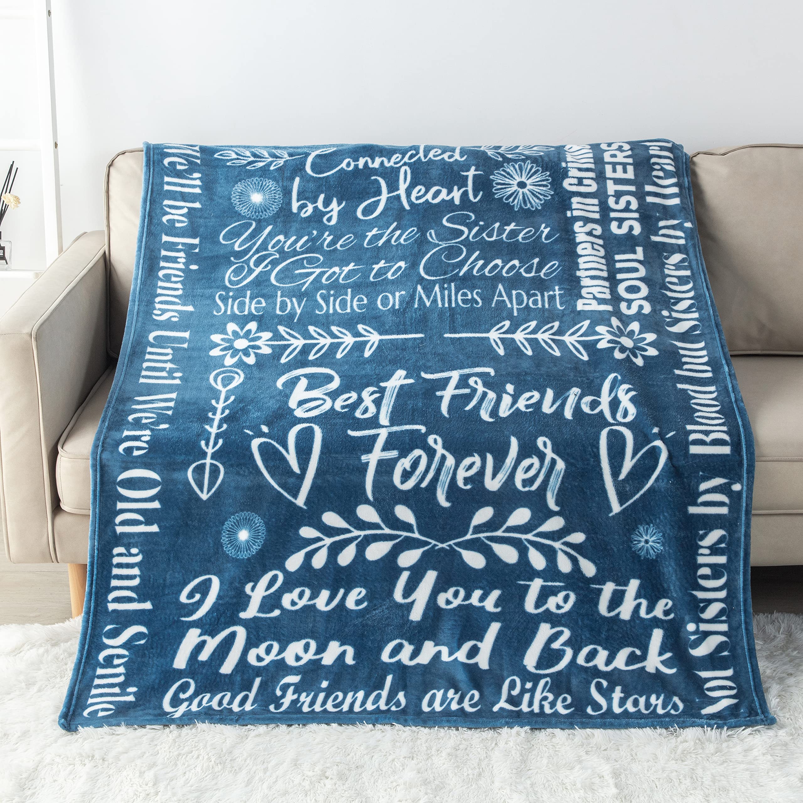 Best Friend Birthday Gift Blanket - Personalized with Loving Messages | Luxurious Fleece Throw for Women, 50