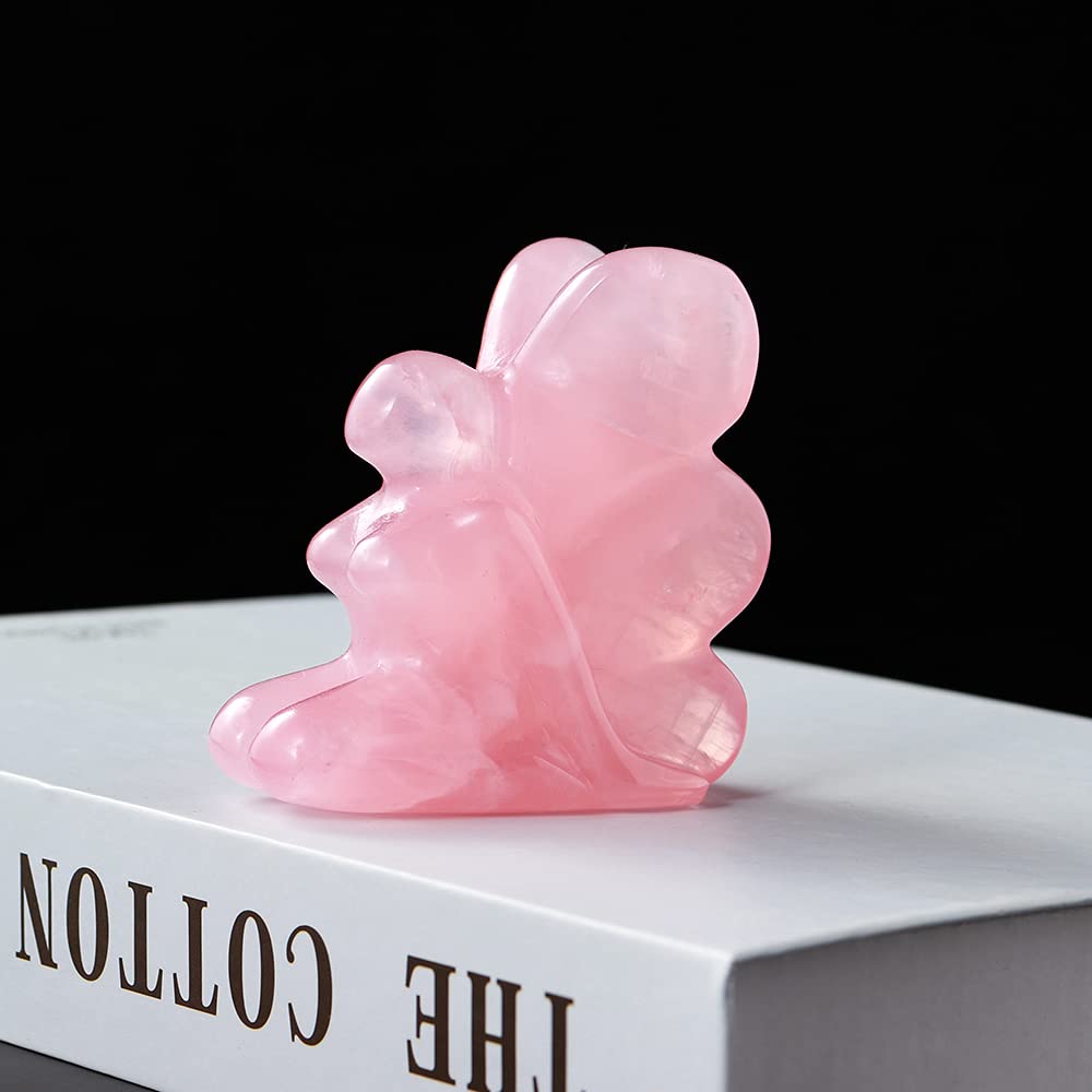 Natural Rose Quartz Butterfly Hand Carved Figurine - 2.7