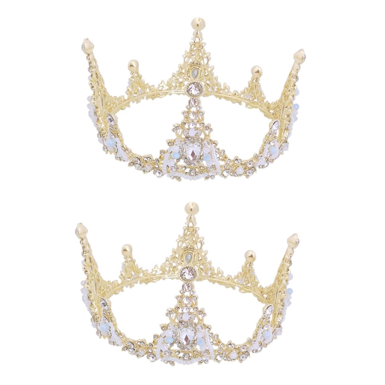 2 Pcs Princess Crown Tiara Set for Kids - Rhinestone Bridal Headpiece, Goddess Headdress & Wedding Party Favors - Alloy Crystal Miss Headband for Birthday, Pageant, Cosplay & Bridal Events