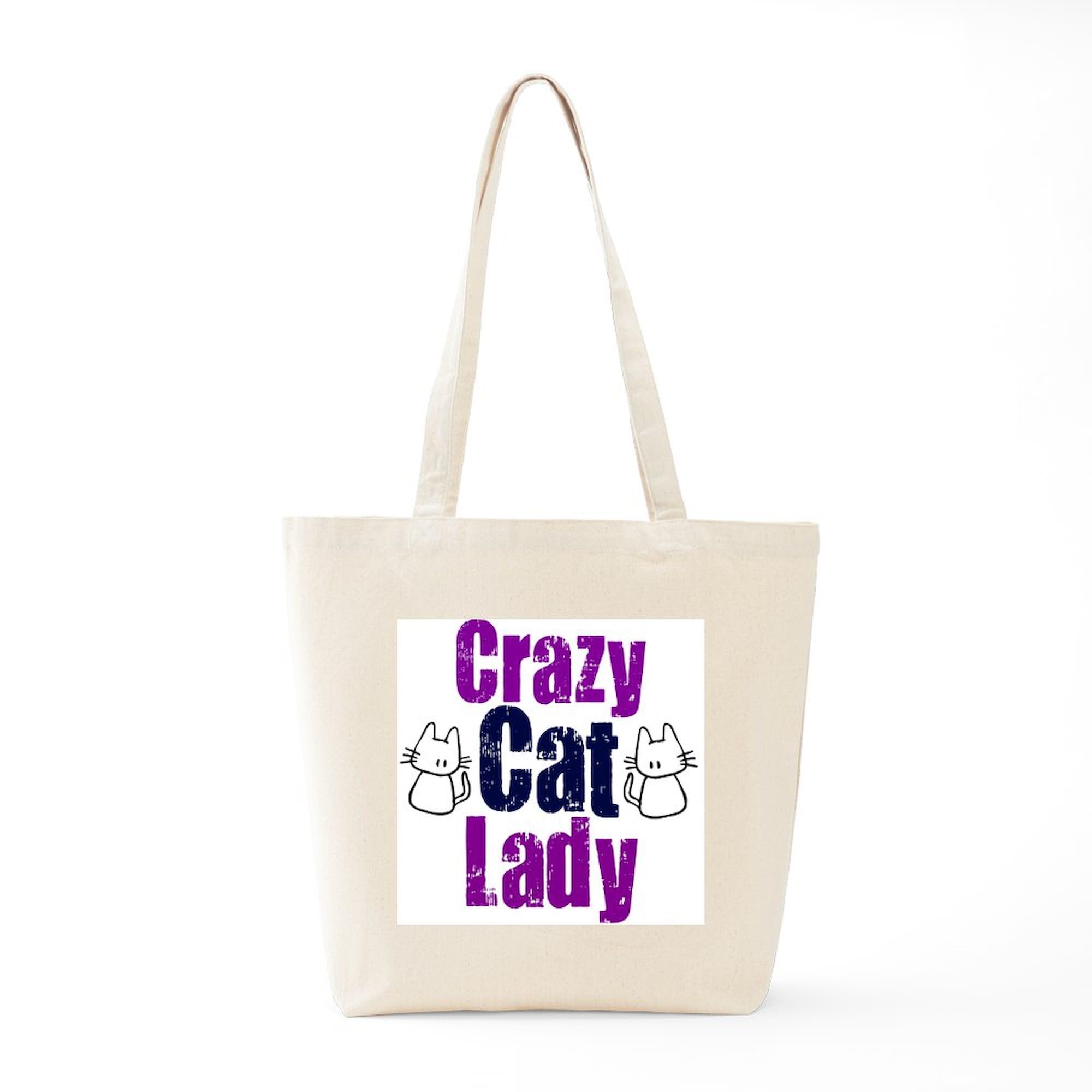 Crazy Cat Lady Tote Bag - Natural Canvas Reusable Shopping Bag for Women | Perfect for Groceries, Beach Trips & Cat Lovers Gift