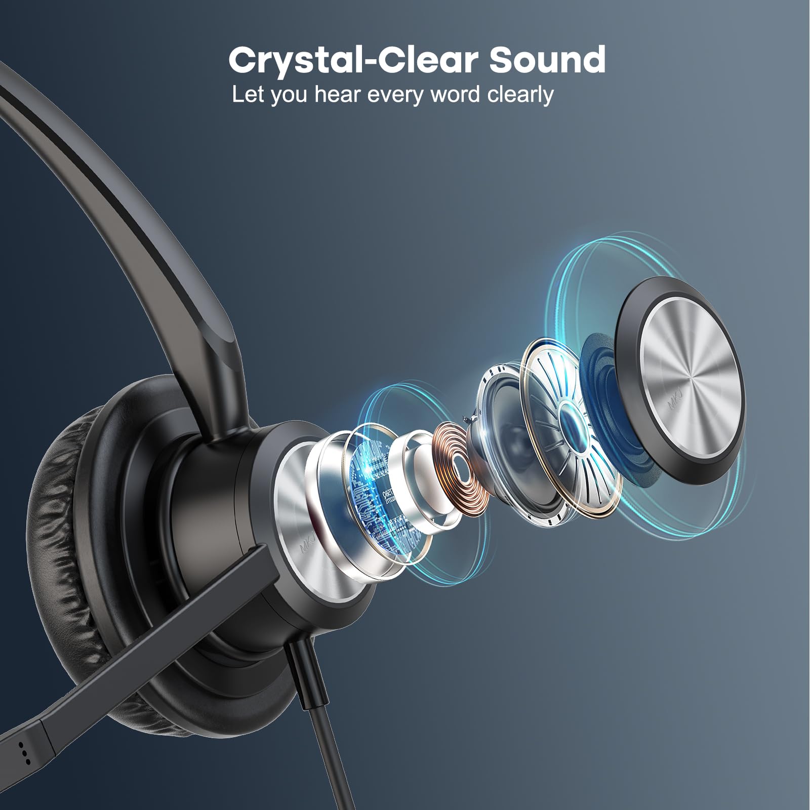 2.5mm Noise Canceling Telephone Headset with Microphone - Compatible with Panasonic KX-TGF380M, KX-TGFA50, KX-TPA65, KX-DT546, Cisco SPA303G, 525G, Uniden, AT&T, Vtech CS6114 - Ideal for Call Centers, Offices, and Remote Work