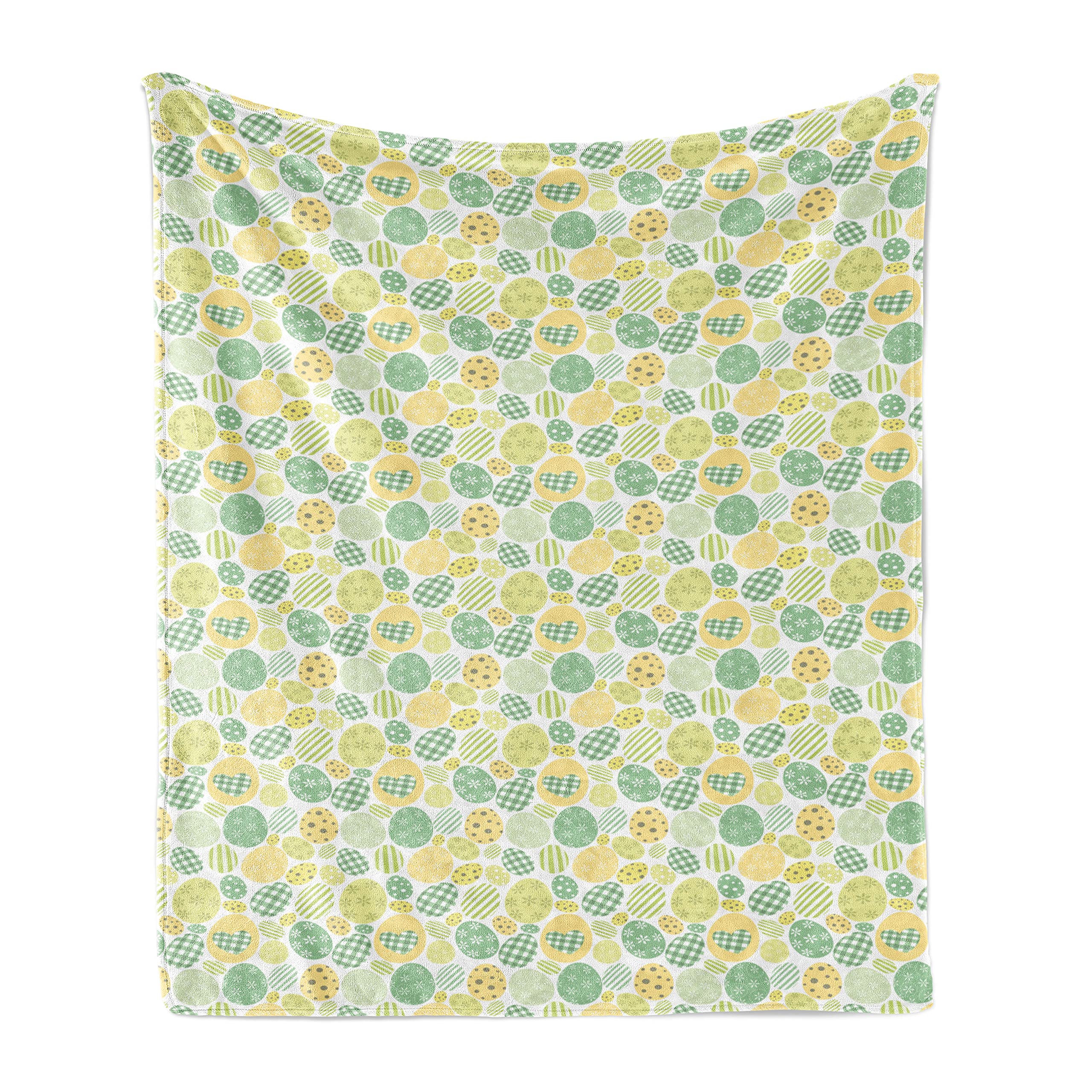 Ambesonne Easter Bunny Throw Blanket - Pastel Dyed Easter Eggs Holiday Design, Soft Flannel Fleece Blanket for Couch, Bed & Sofa - 60