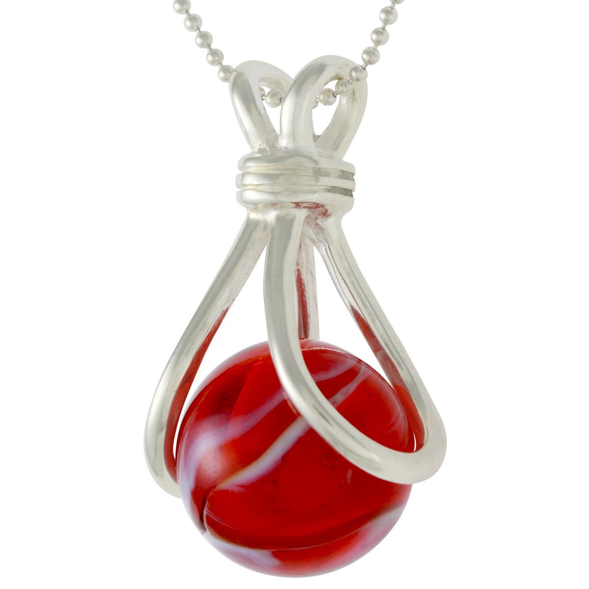 MarblePOP! Chloe Pendant Necklace - Silver Clad Fine Ball Chain Jewelry for Women | Fun & Playful Accessory for Game Nights, Parties & Everyday Wear