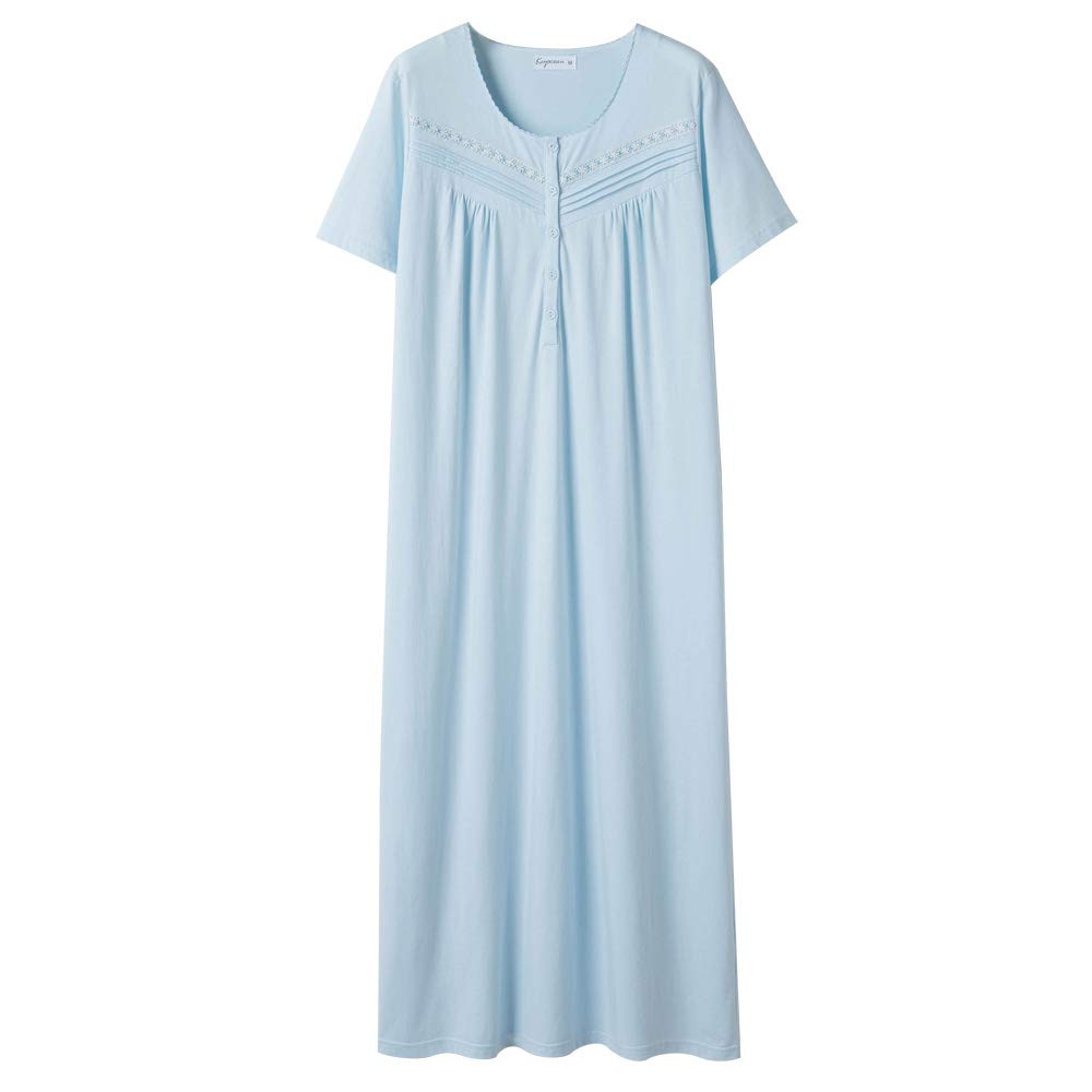 Keyocean Women's 100% Cotton Short Sleeve Nightgown - Soft & Comfortable Sleepwear for Ladies | Perfect for Summer Nights & Relaxing at Home