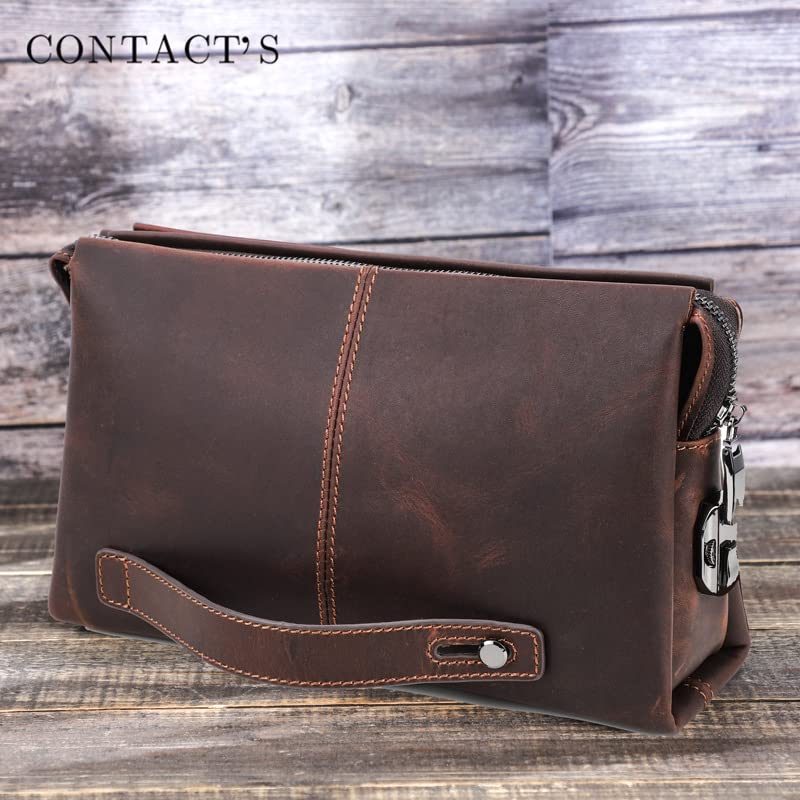 Men's Leather Clutch Bag - Phone & ID Holder for Travel