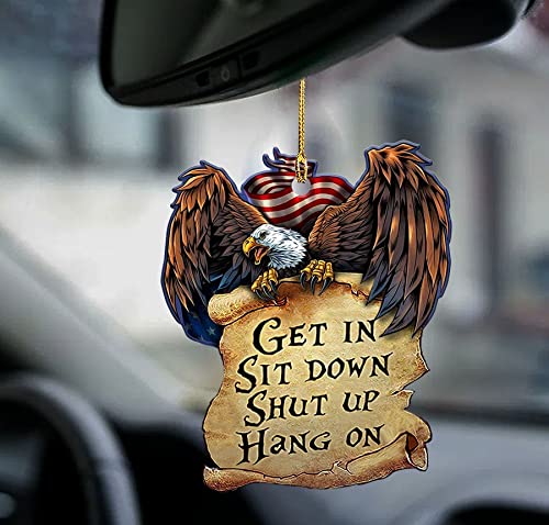 USA Flag Eagle Car Hanging Ornament - 2D Decorative Gift for Eagle Lovers, Road Trips & Patriotic Decor