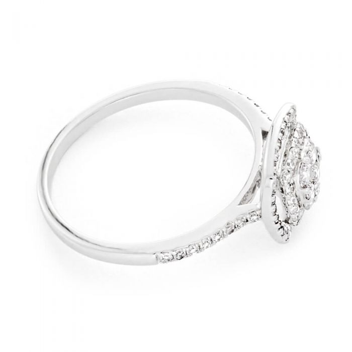 9ct White Gold 1/2 Carat Diamond Ring with 73 Brilliant Cut Diamonds - Elegant Engagement & Wedding Ring for Women - Perfect for Proposals, Anniversaries & Special Occasions