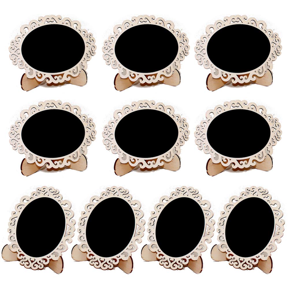 20pcs Mini Wooden Chalkboard Signs - Oval Blackboard Wedding Decor, Table Numbers, Place Cards - Perfect for Rustic Weddings, Baby Showers & DIY Craft Projects