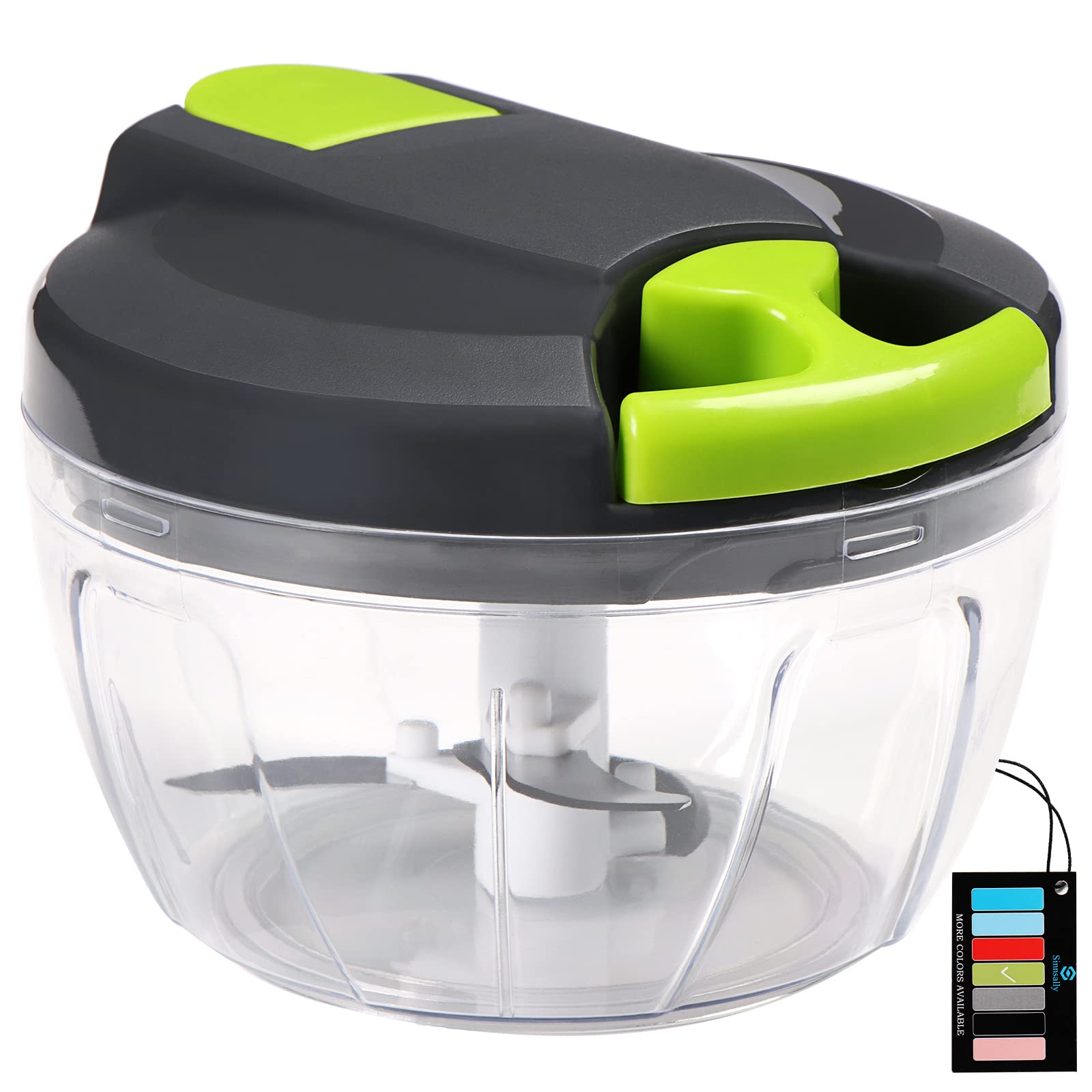 Sinnsally 520ml Manual Food Chopper - Pull String Hand Operated Vegetable Dicer, Onion Slicer, Garlic Press & Shredder for Kitchen - Perfect for Chopping Herbs, Nuts & Meal Prep