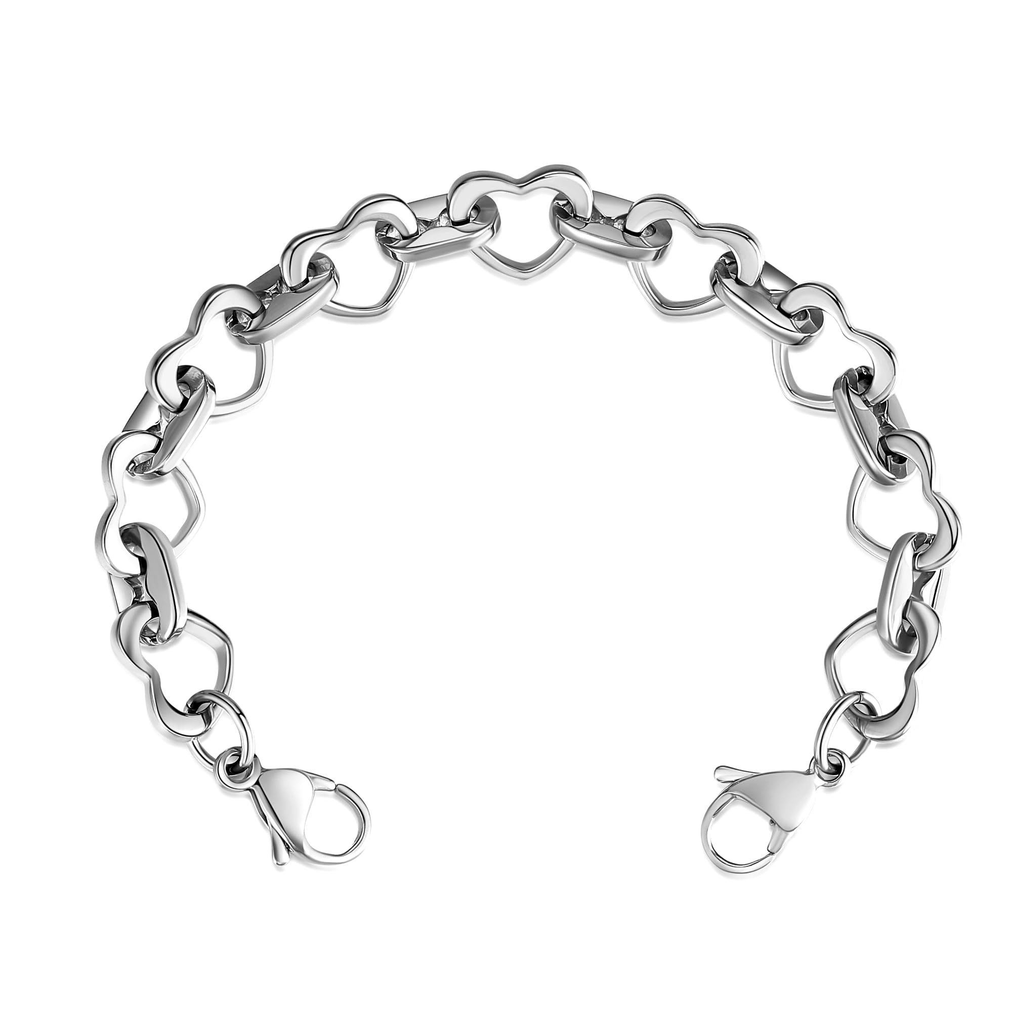 LinnaLove Heart Link Stainless Steel Medical ID Bracelet - Interchangeable Charms for Women & Men - Perfect for Allergies, Diabetes & Emergency Medical Information (Ideal for Daily Wear & Travel)