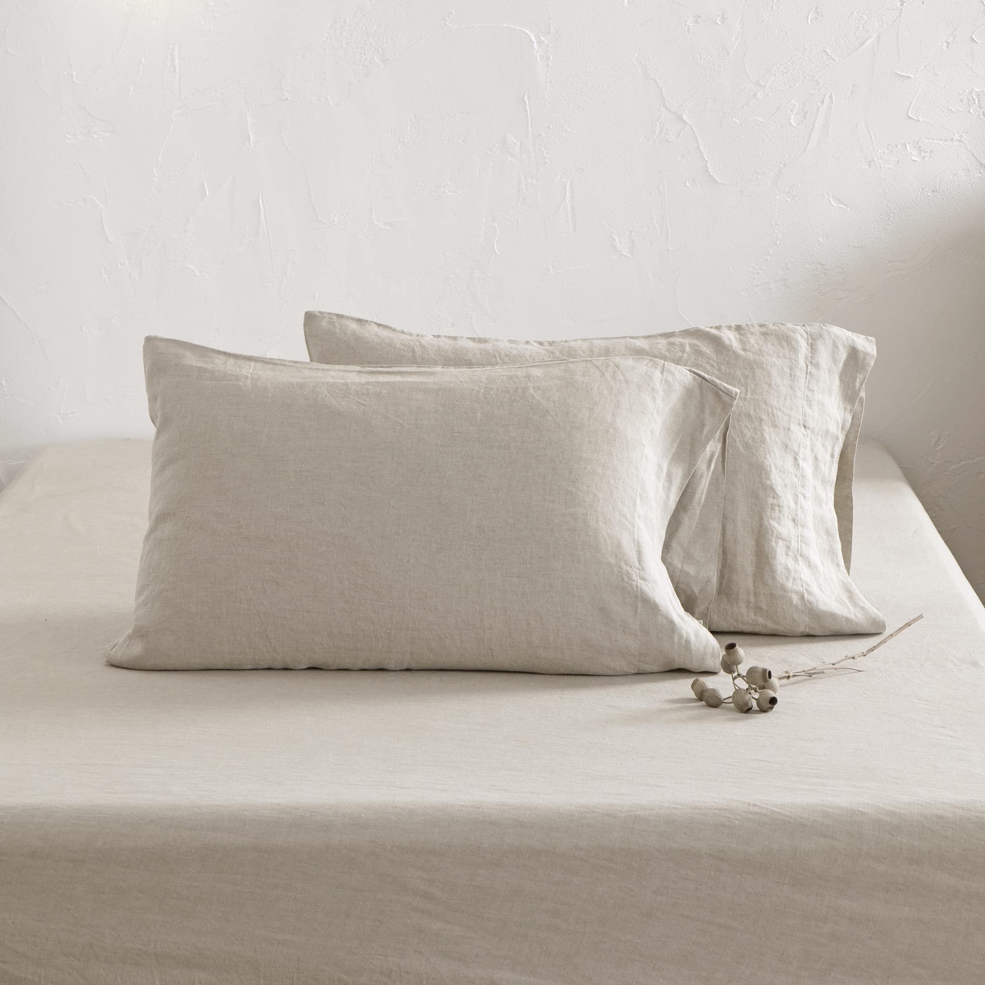 ATLINIA 100% Pure Flax Linen Bed Sheets Set King Size - Stone Washed French Linen Bedding for Farmhouse Style (Set of 4: Deep Pocket Fitted Sheet, Flat Sheet & 2 Pillowcases) - Breathable & Durable for All Seasons - Perfect for Home, Hotel, and Vacation Rental Bedrooms