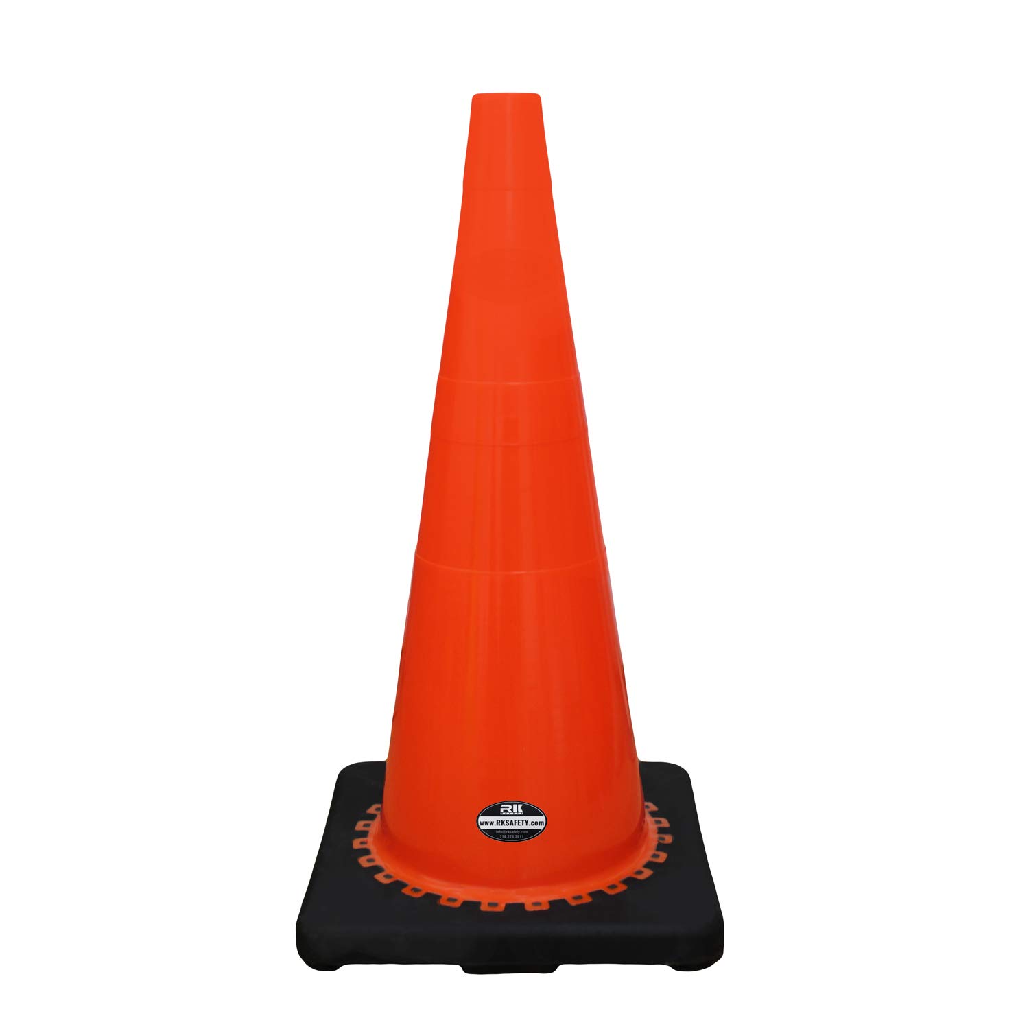 8-Pack 28-Inch RK Orange Safety Traffic PVC Cones with Heavy-Duty Black Base - Perfect for Construction Zones, Parking Lots & Road Safety