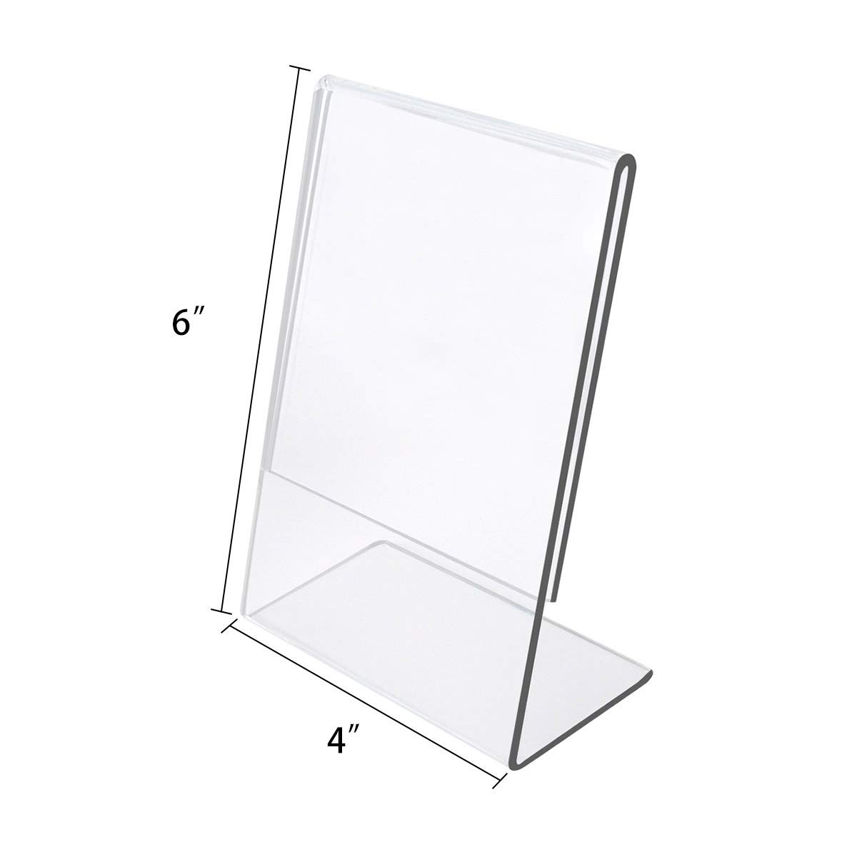 NIUBEE 6Pack 4x6 Inch Clear Acrylic Sign Holders - Vertical Picture Frames, Desktop Flyer & Document Holders, Paper Display Stand for Restaurants, Retail Stores & Office Use