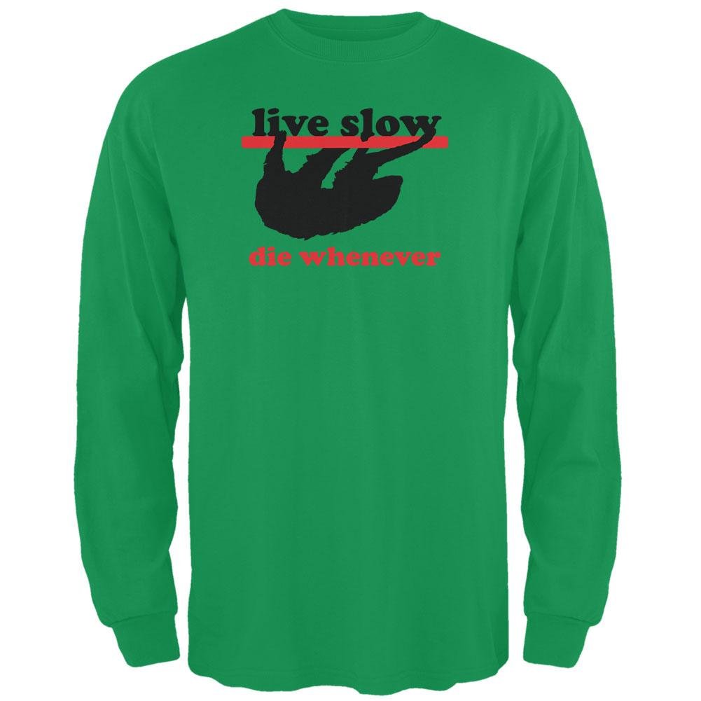 Old Glory Live Slow Irish Green Long Sleeve T-Shirt for Men & Women - Comfortable Cotton Casual Top for Everyday Wear, St. Patrick's Day, and Relaxed Outings - Size Large