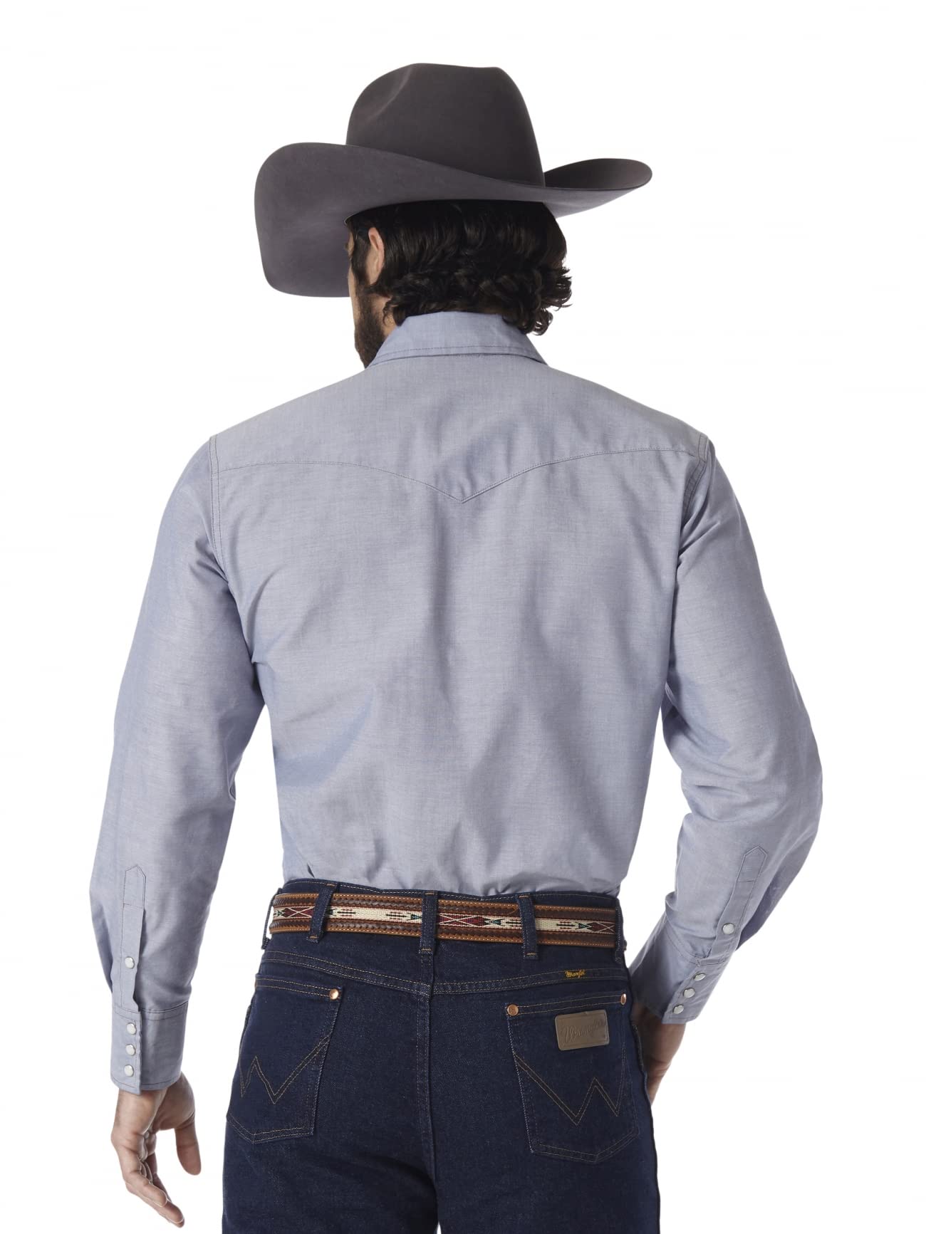 Wrangler Men's Western Long Sleeve Work Shirt - Durable Cotton Button-Up for Cowboy, Ranch & Outdoor Work - Perfect for Rodeo, Farming & Casual Wear