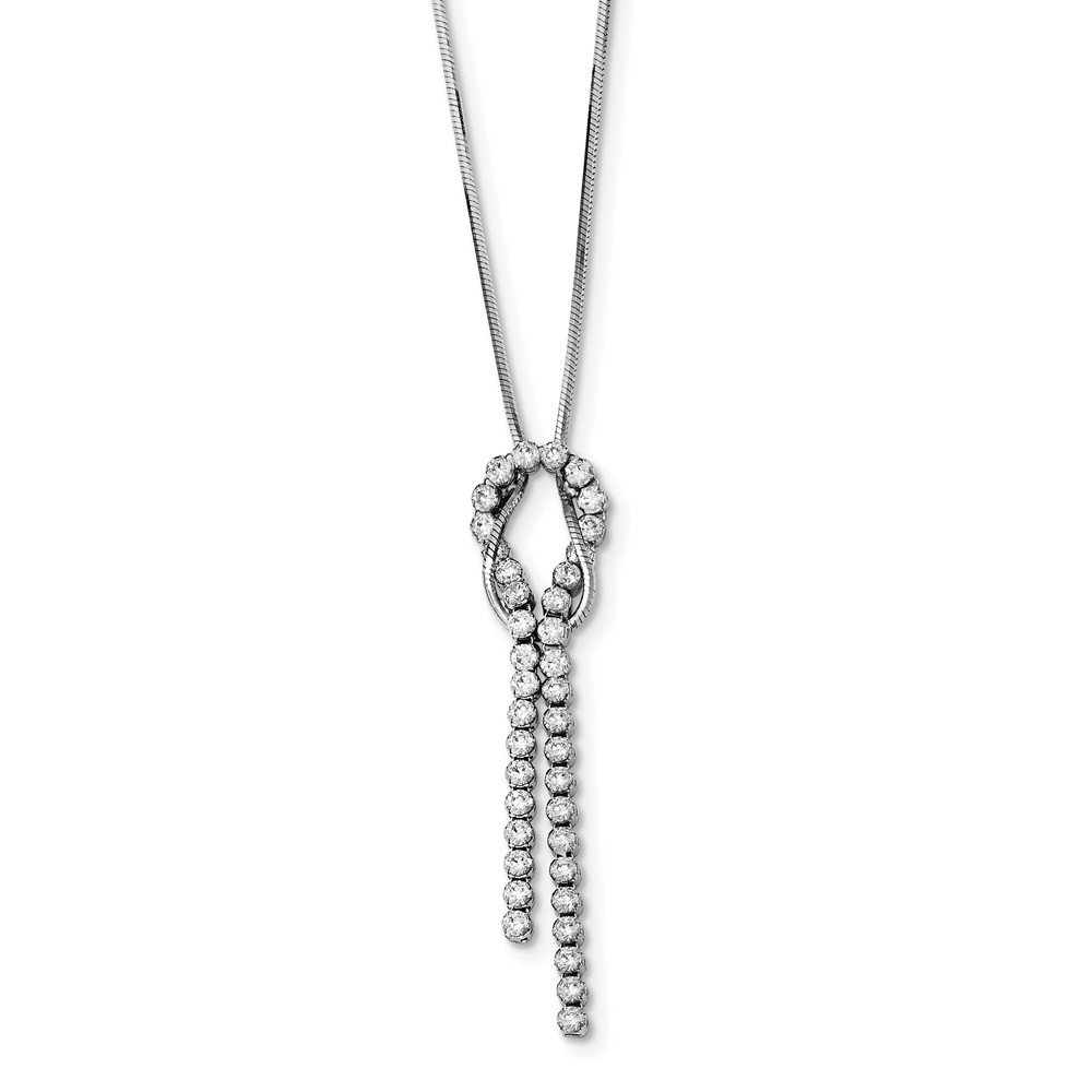 925 Sterling Silver CZ Cubic Zirconia Knotted Snake Chain Necklace with Lobster Clasp - Elegant Jewelry for Women, Perfect for Parties, Weddings & Everyday Wear
