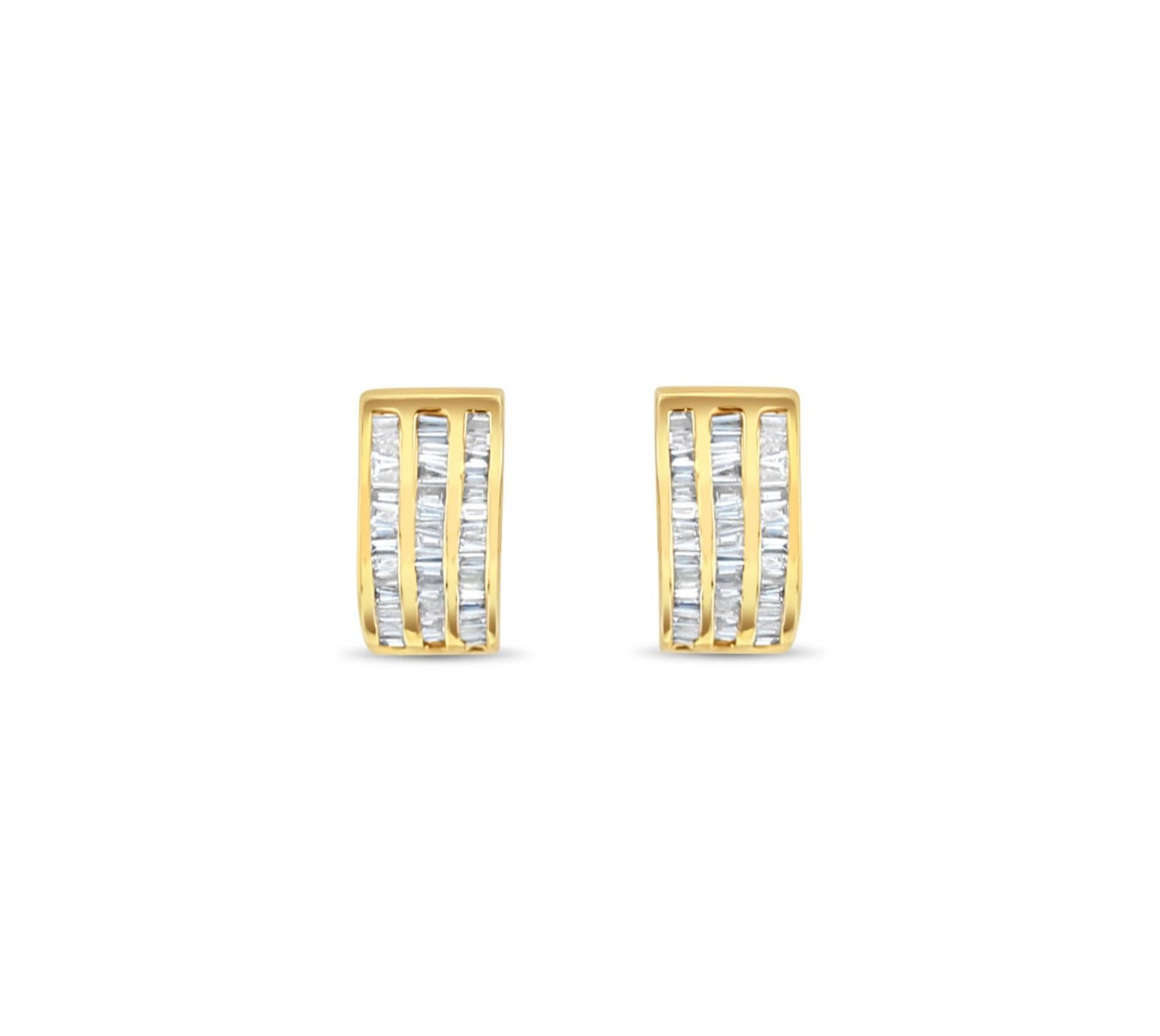 1 Carat Diamond Baguette Earrings in 14K Yellow Gold - Elegant Stud Earrings for Women, Perfect for Weddings, Anniversaries & Special Occasions