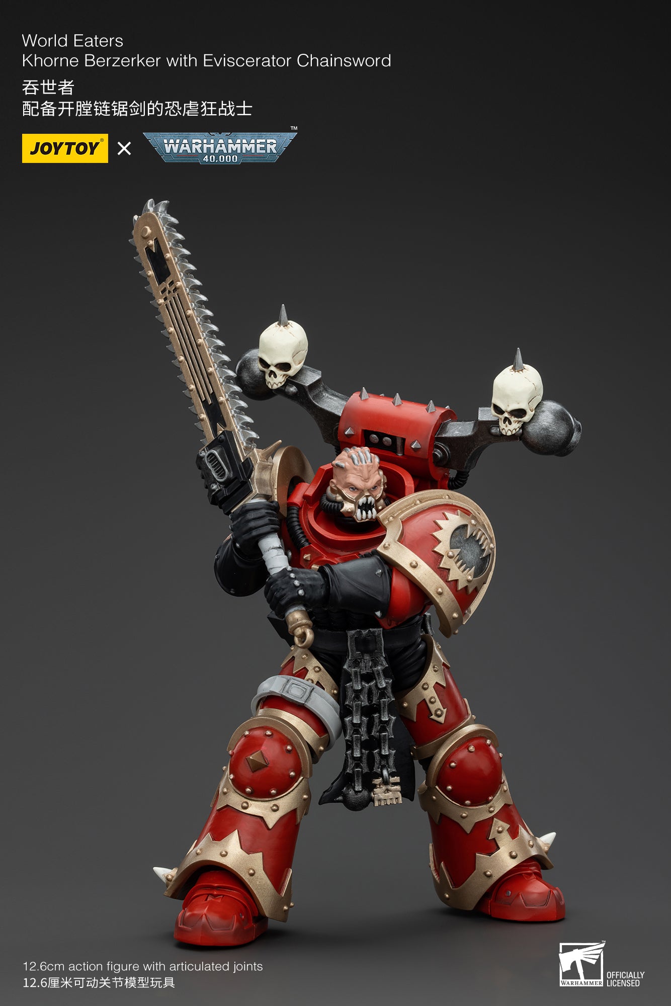 JOYTOY 1/18 Scale Warhammer 40K World Eaters Khorne Berzerker Action Figure - Collectible Miniature for Tabletop Gaming & Display
