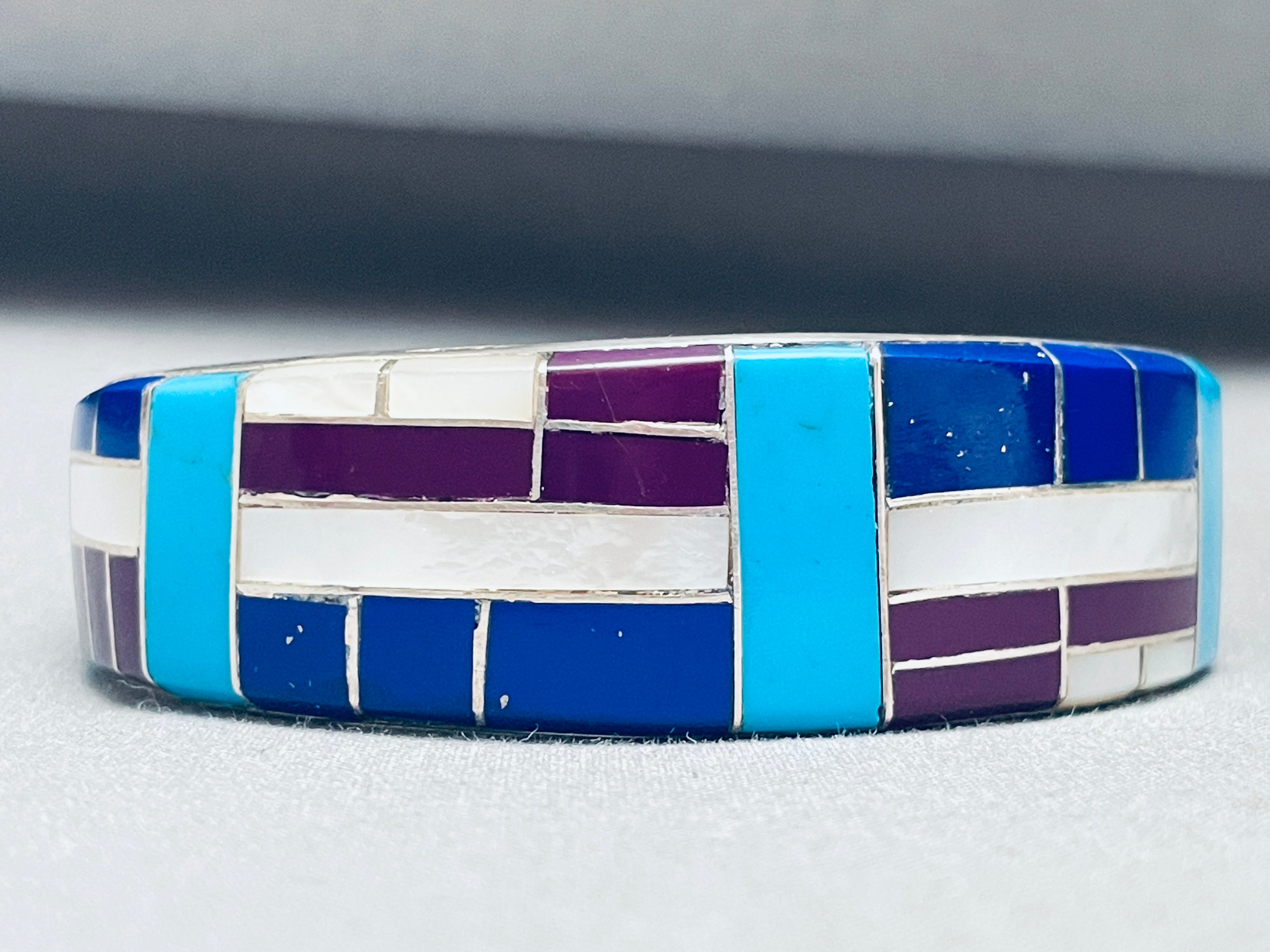 6.5 Inch Southwest Vintage Sterling Silver Inlay Bracelet for Women - Handmade Native American Jewelry - Perfect for Boho Fashion, Festivals & Gift Giving