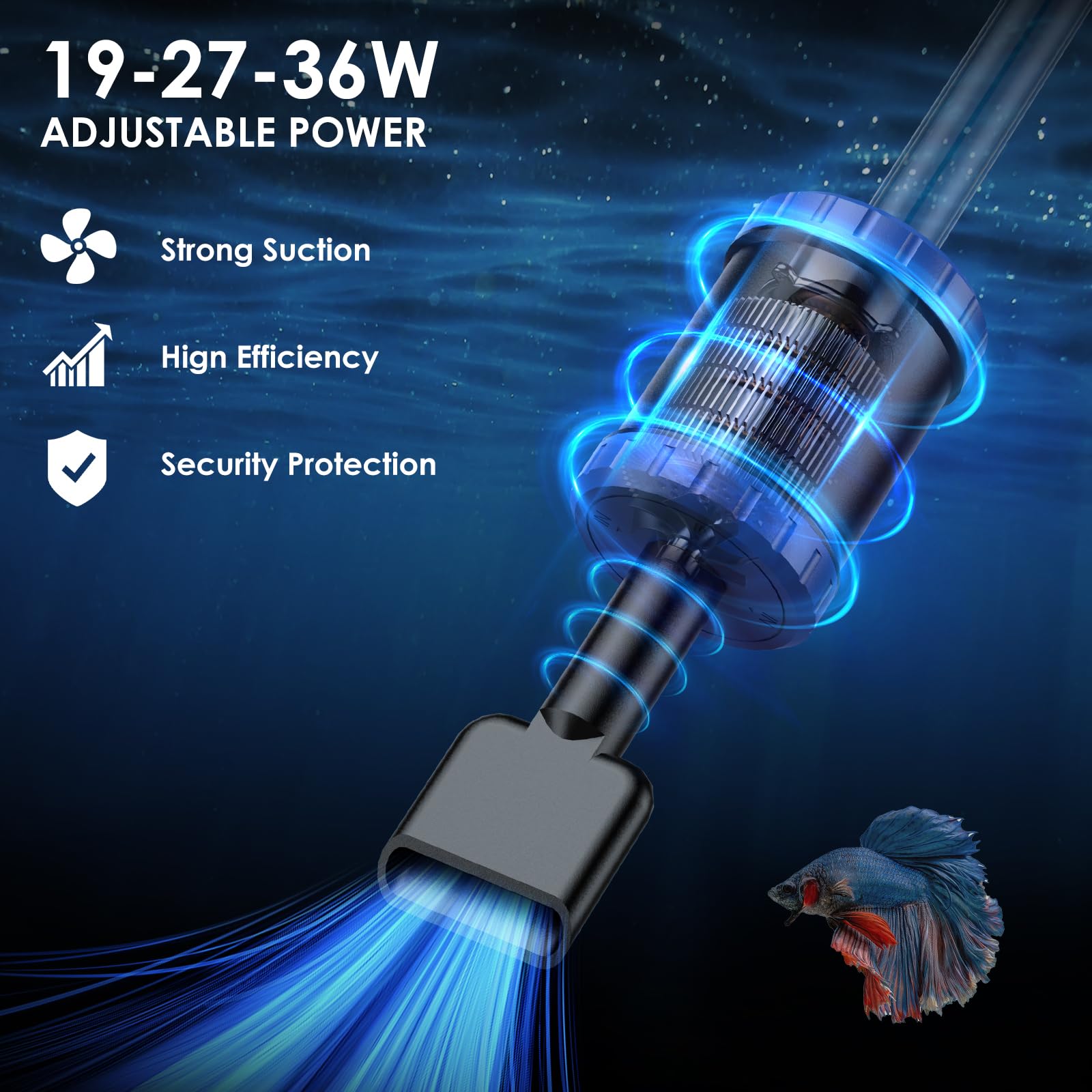4-in-1 Aquarium Siphon Vacuum Cleaner - Manual Fish Tank Gravel Cleaner for Water Changes, Sand Cleaning & Waste Removal | Perfect for Freshwater & Saltwater Tanks, Home Aquarium Maintenance