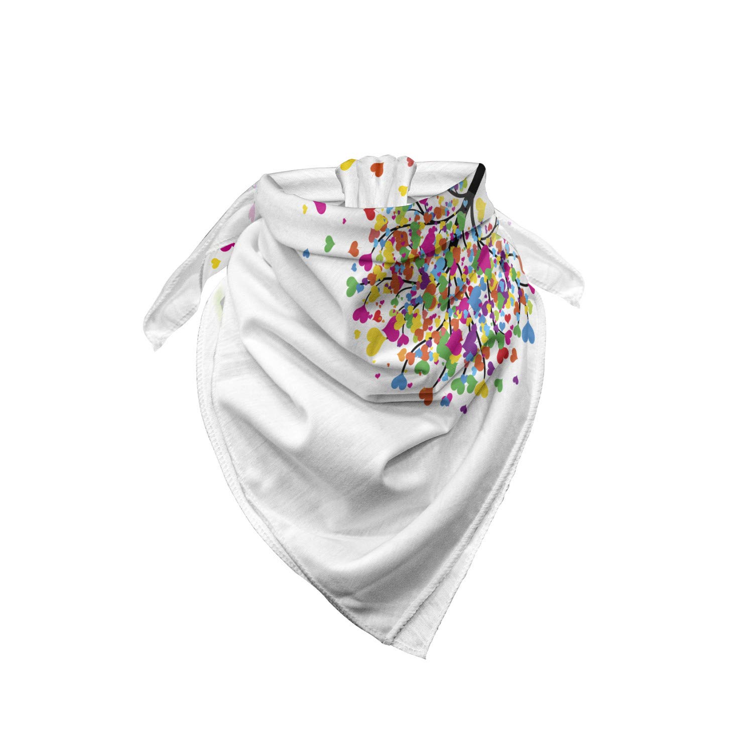 Ambesonne Love Bandana - Colorful Hearts, Leaves & Trees Print - Unisex Head & Neck Scarf for Men & Women - Perfect for Outdoor Activities, Music Festivals & Casual Wear