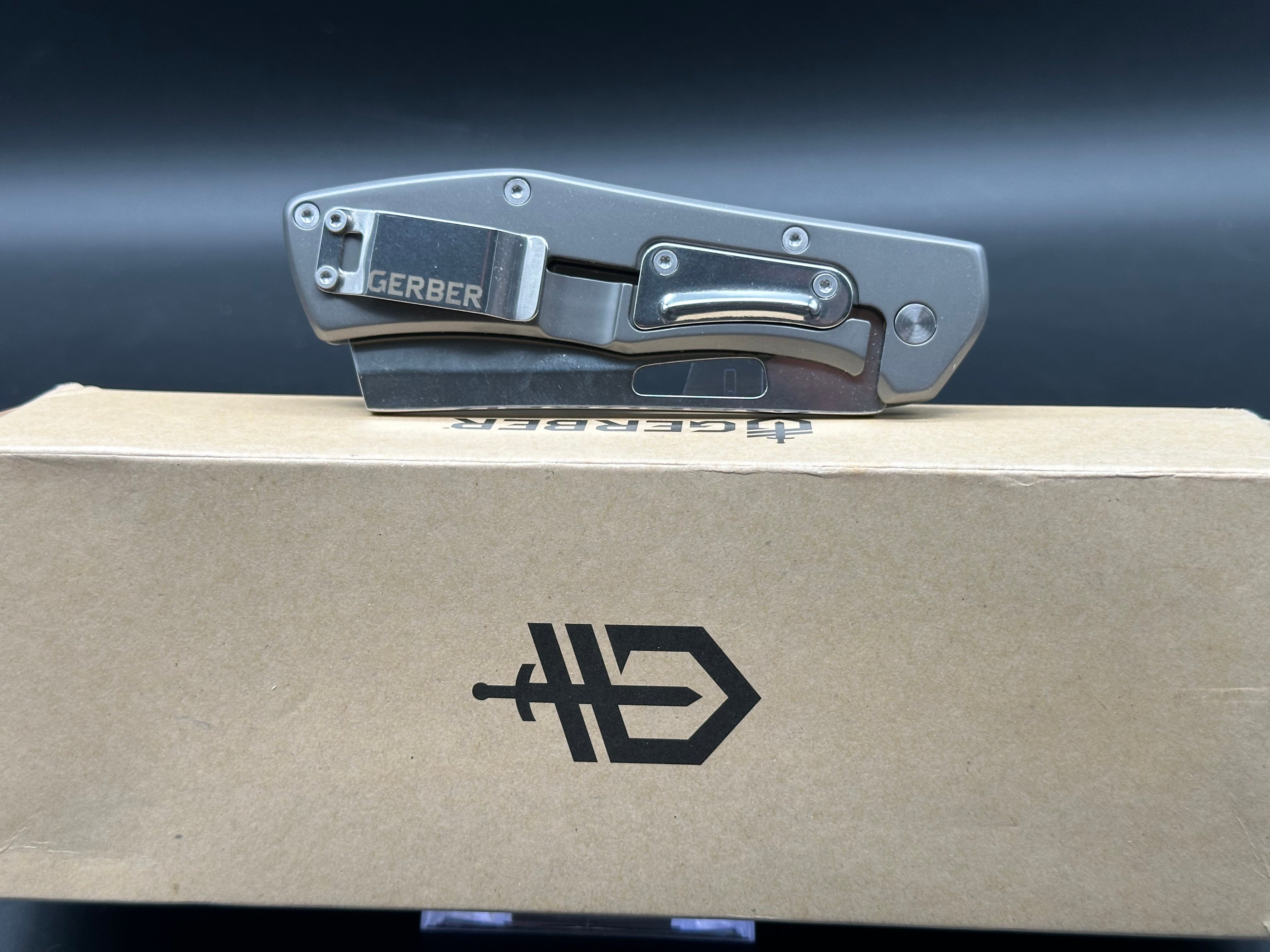 Gerber Flatiron Folding Knife - D2 Steel Blade, Blue Micarta Handle - EDC Pocket Knife for Camping, Hiking & Outdoor Adventures