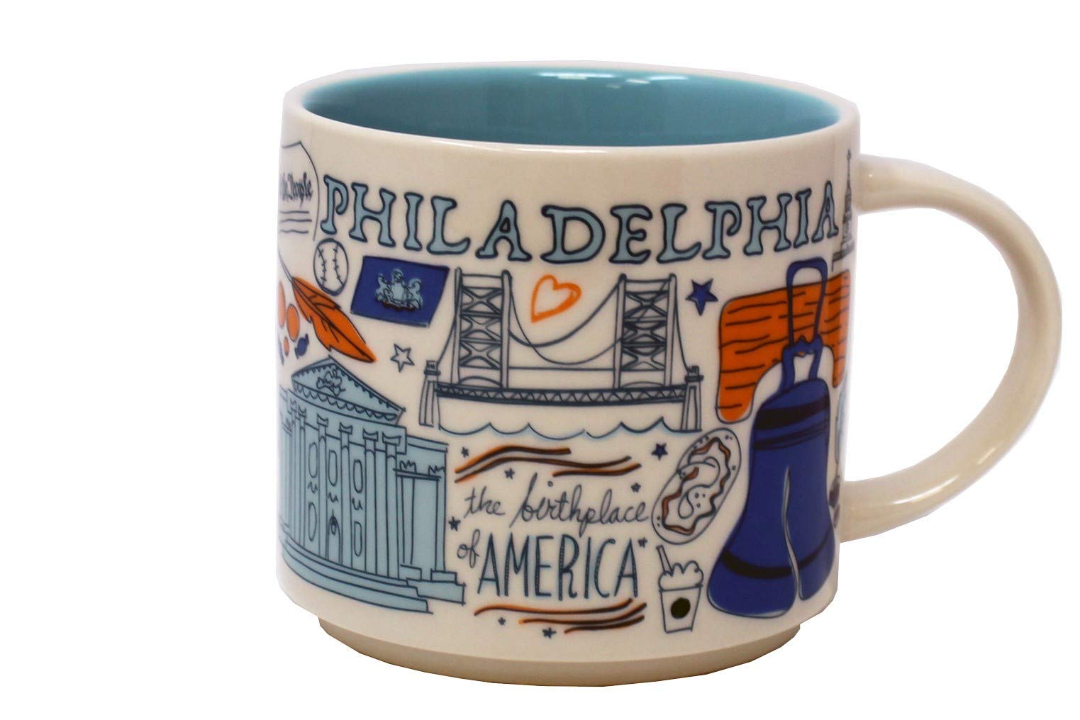 Starbucks Been There Series Philadelphia Ceramic Coffee Mug - 14 Oz Travel Mug for Hot & Cold Drinks - Perfect for Home, Office & Gifts
