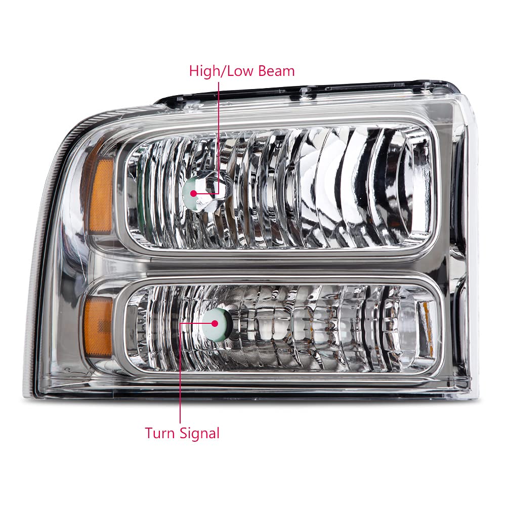 Ford F250 F350 Headlight Assembly 2005-2007 - Clear Lens for Super Duty & Excursion