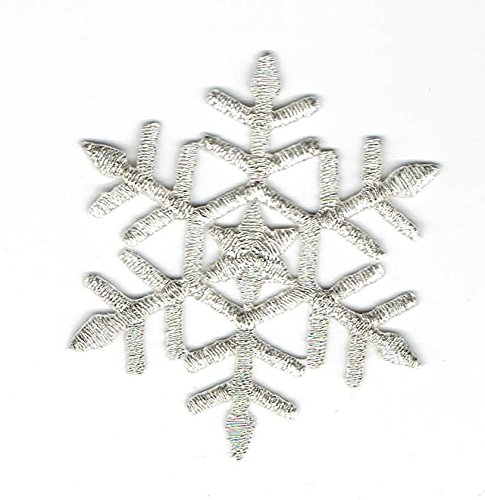 Silver Snowflake Embroidered Iron-On Patch for Jackets, Hats & DIY Crafts - Holiday & Winter Fashion Accessory