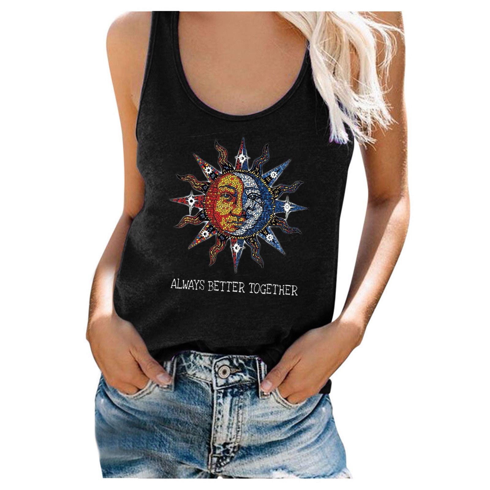 Women's Summer Sleeveless Camisole Crop Top - Black Skull Print Vest Shirt | Gothic Fashion, Casual Wear & Festival Outfit
