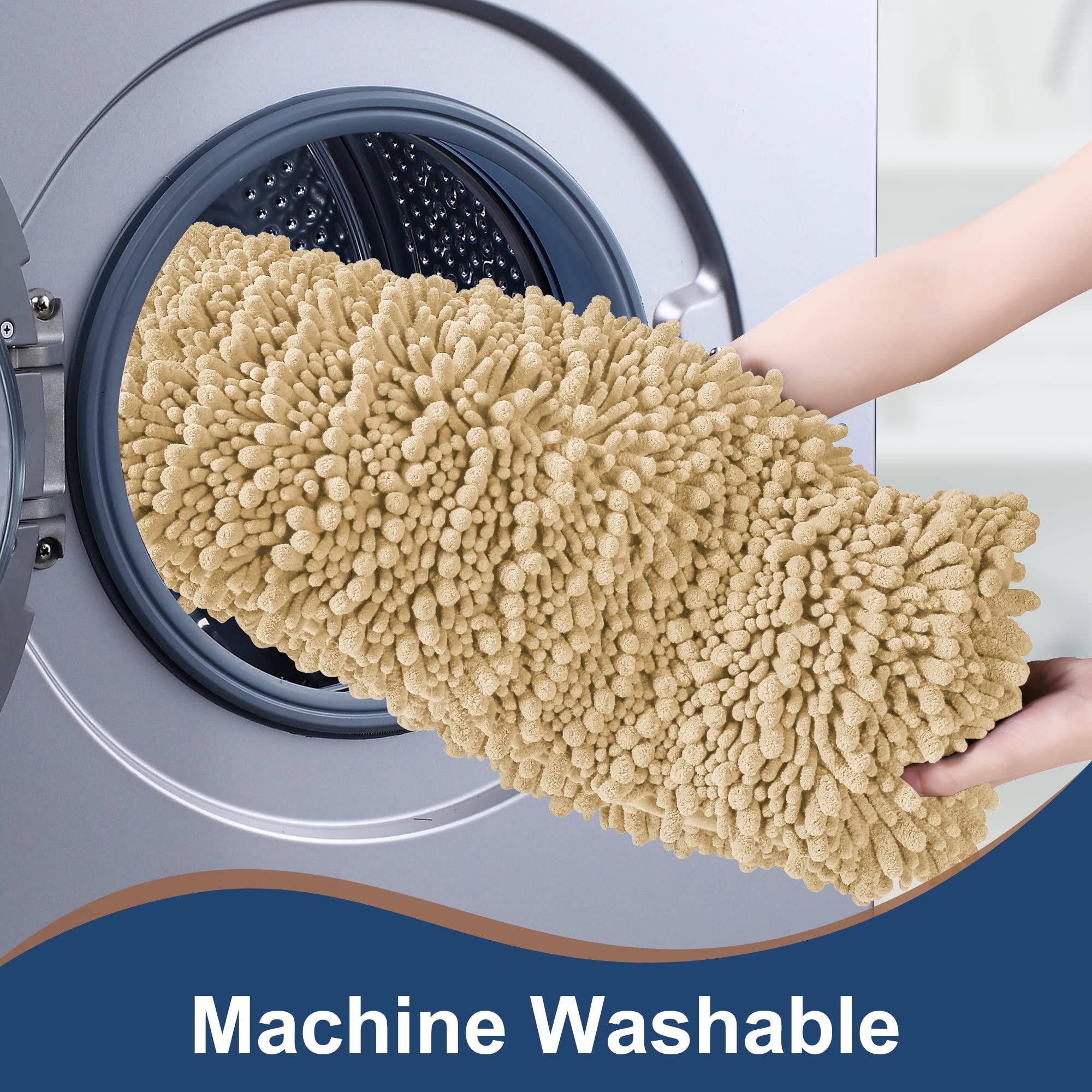 FLOLEOPA Soft Plush Microfiber Bathroom Rugs - Super Absorbent, Non-Slip Machine Washable Bath Mat for Tub, Shower & Floor (17x24 Inches, Beige) | Perfect for Bathroom Safety & Luxury Comfort