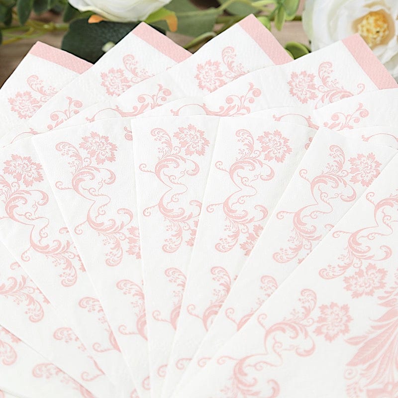 50 Pack French Toile Floral Pattern Cocktail Napkins - Elegant Party Decor for Weddings, Bridal Showers & Dinner Parties