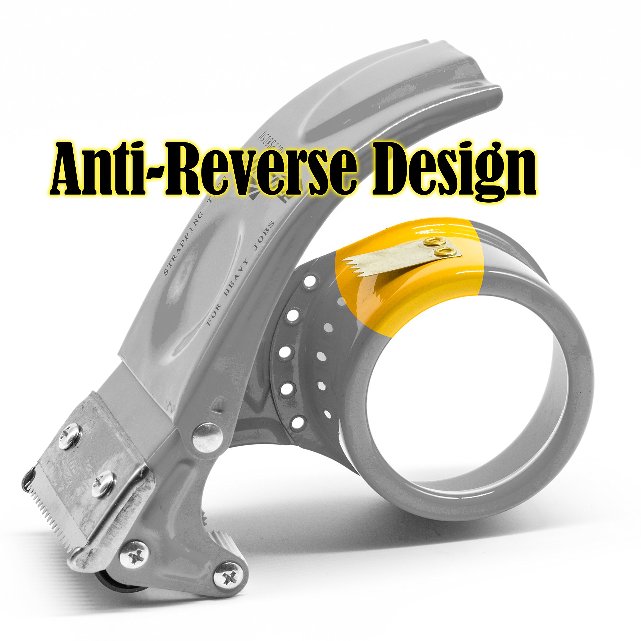 2 Inch Metal Handheld Tape Gun Dispenser - Heavy Duty Packing, Packaging & Sealing Tool with Built-in Cutter (Yellow) - Perfect for Shipping Boxes, Moving & Warehouse Use
