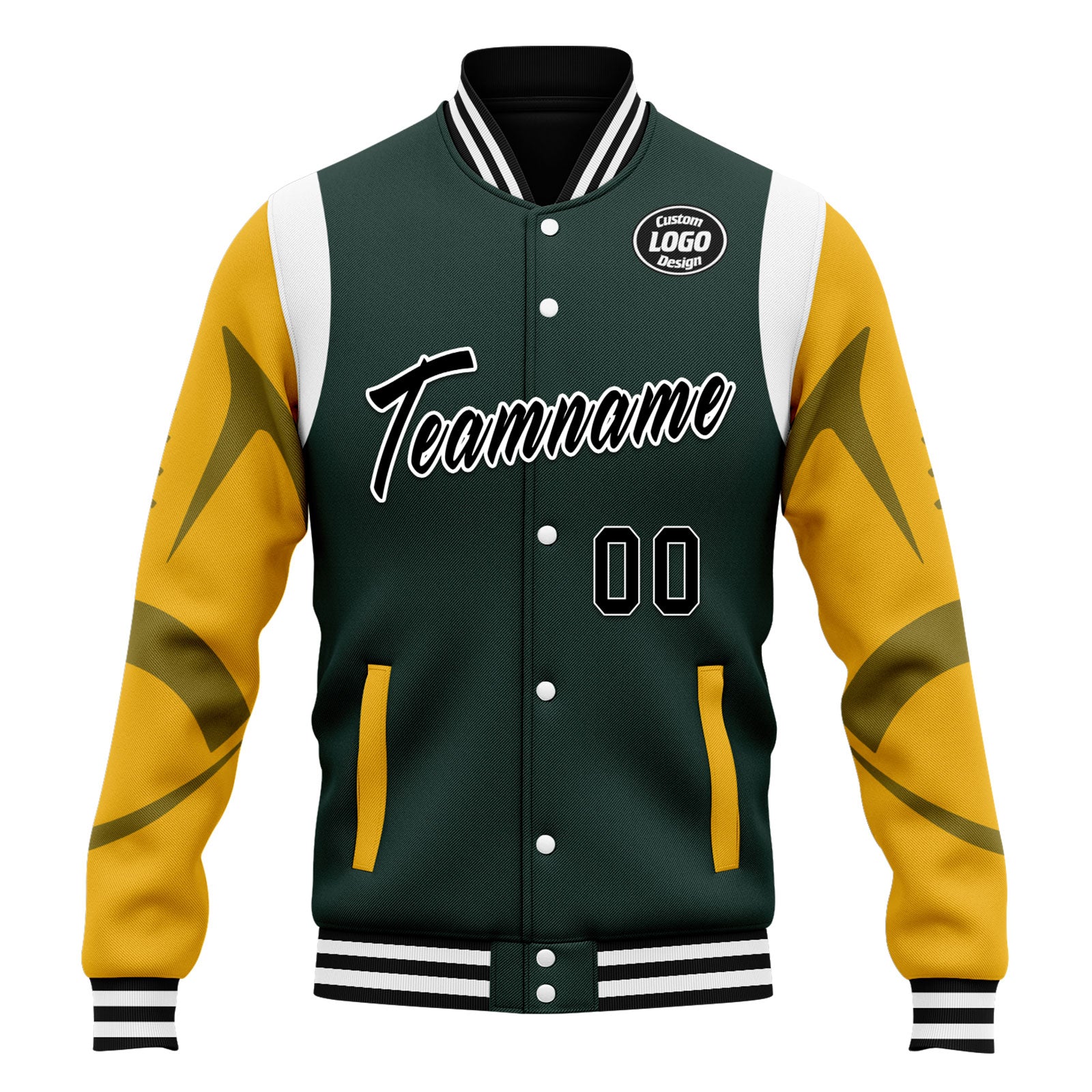 Custom Green Bay Packers Bomber Jacket - Personalized Varsity Letterman Jacket with Full Snap Closure (FZ005 D025004) - Perfect for Game Day, Sports Events & Casual Wear
