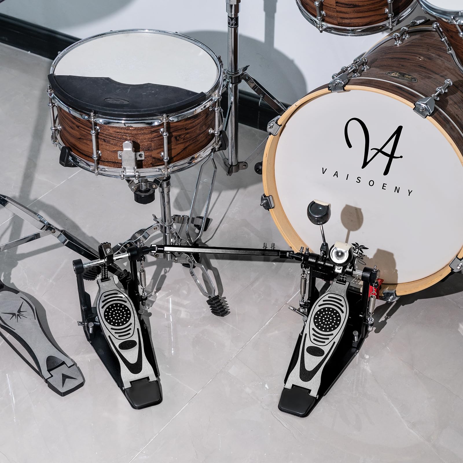 Double Bass Drum Pedal - Heavy Duty Double Chain Kick Pedal for Acoustic & Electronic Drum Kits | Perfect for Metal, Rock & Live Performances (V-VZ14)