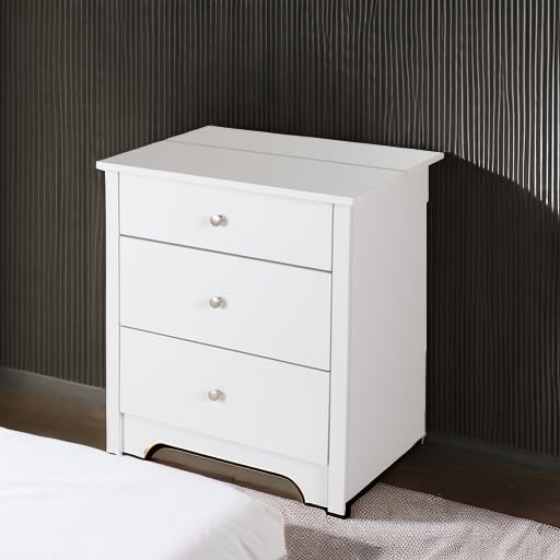 South Shore Vito Nightstand with 2 Drawers & USB Charging Station - Modern Bedside Table for Bedroom, Pure White - Perfect for Small Spaces & Phone Charging