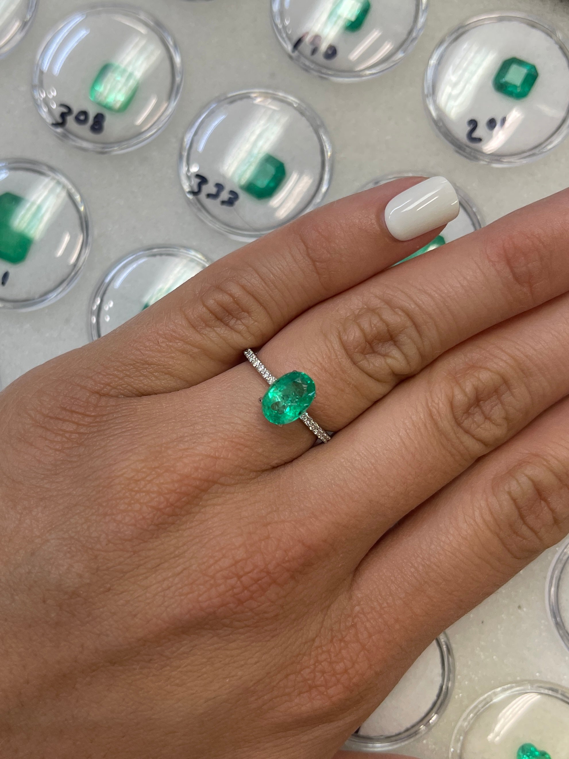 1.69 Carat 9x6mm Medium Yellowish Green Natural Loose Colombian Emerald Oval Cut Gemstone for Jewelry Making, Engagement Rings & Collector's Display