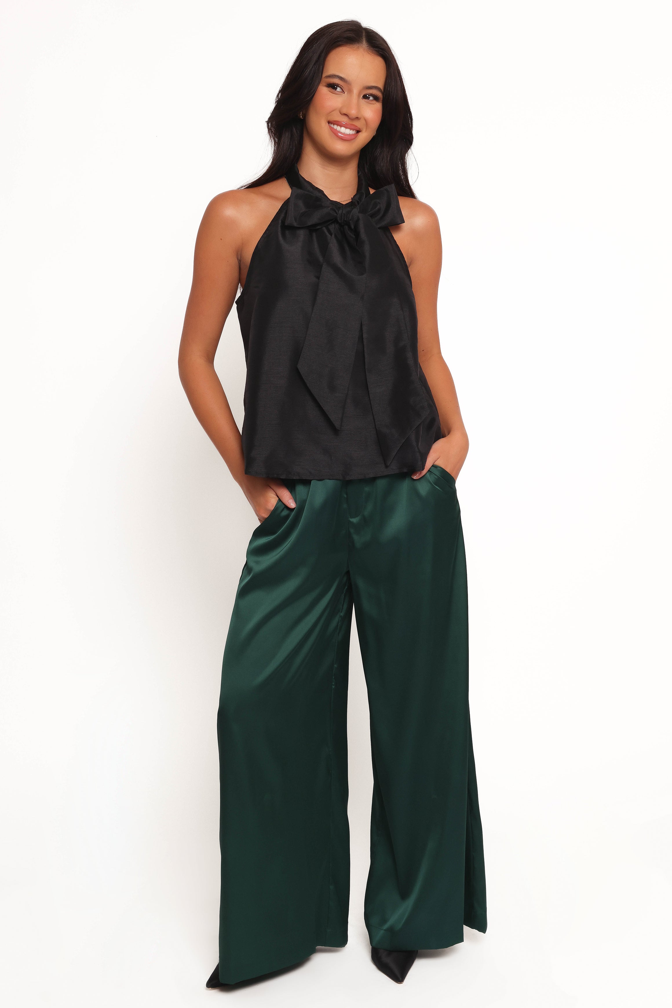 Faith Bow Top Black - Elegant Women's Blouse for Casual Wear, Office & Special Occasions
