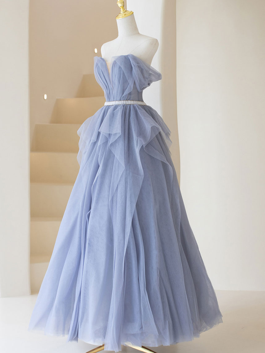 Elegant Purple Tulle Off Shoulder Long Prom Dress for Women | Formal Evening Gown for Homecoming, Ball, and Special Occasions