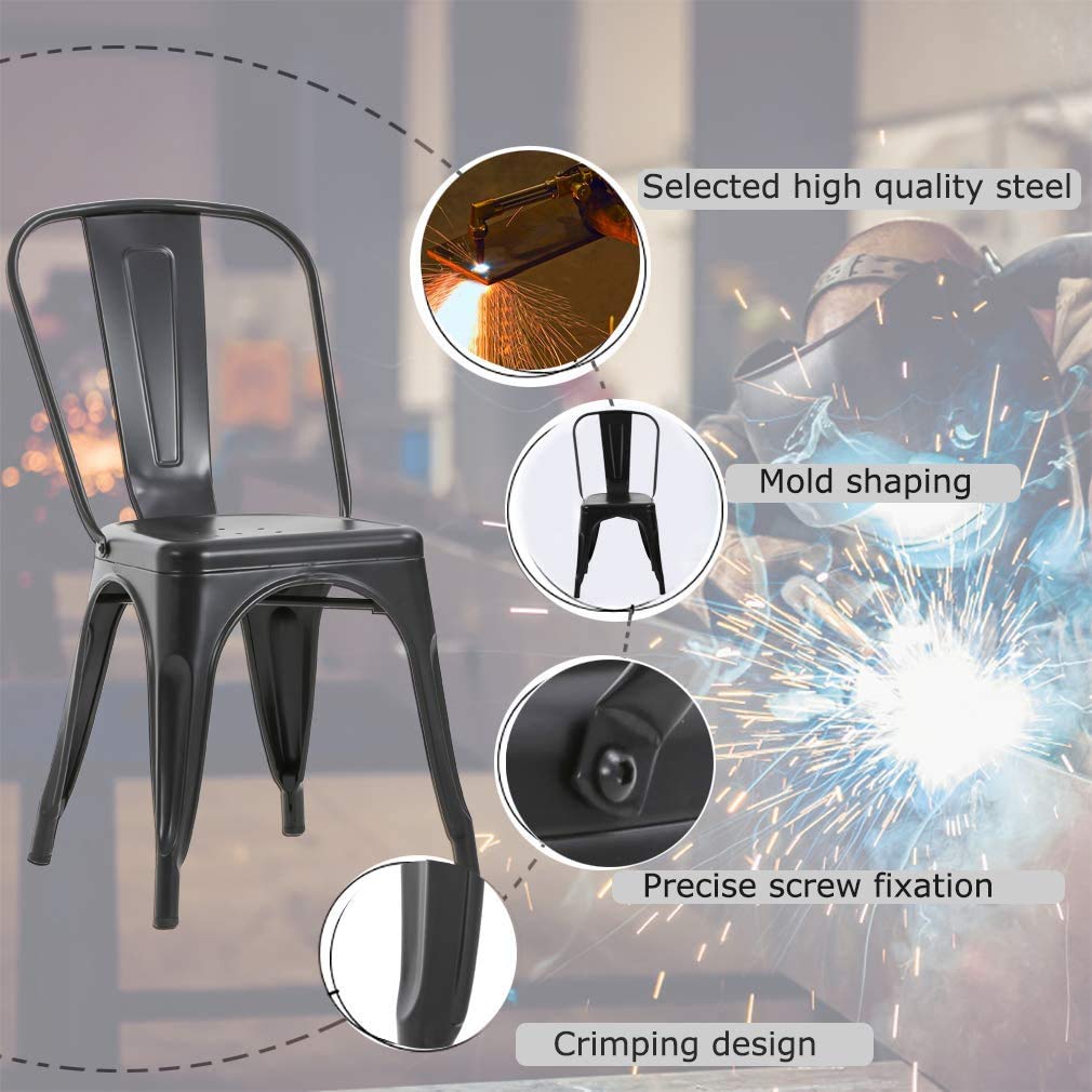 4-Pack Metal Dining Chairs Set - 17.5