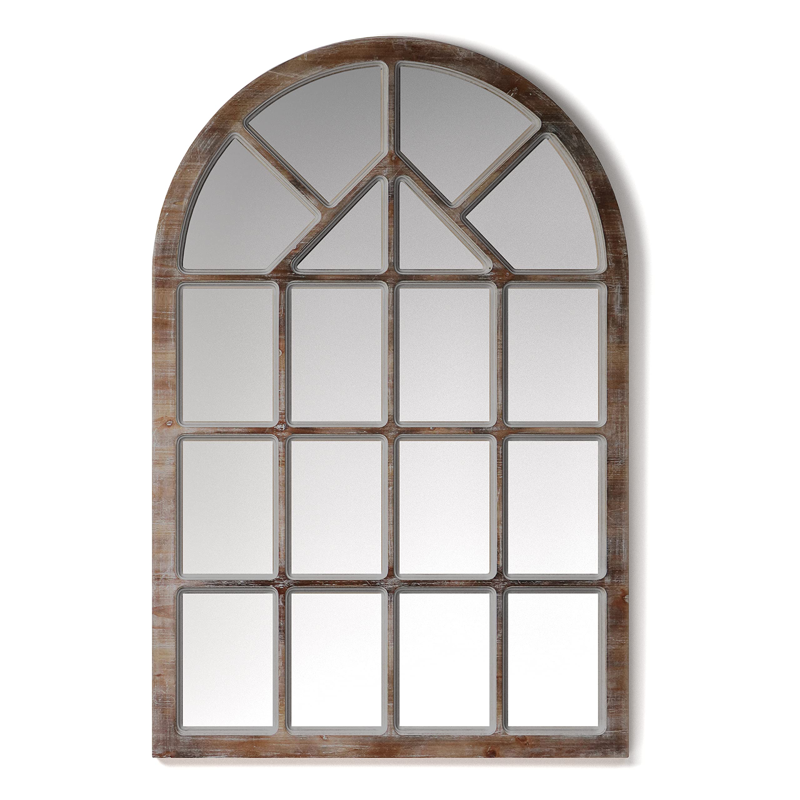 Barnyard Designs 30x47 Inch Cathedral Wood Farmhouse Wall Mirror - Large Rustic Wooden Mirror for Bedroom, Living Room & Entryway - Brown Distressed Frame - Perfect for Wall Decor & Home Staging